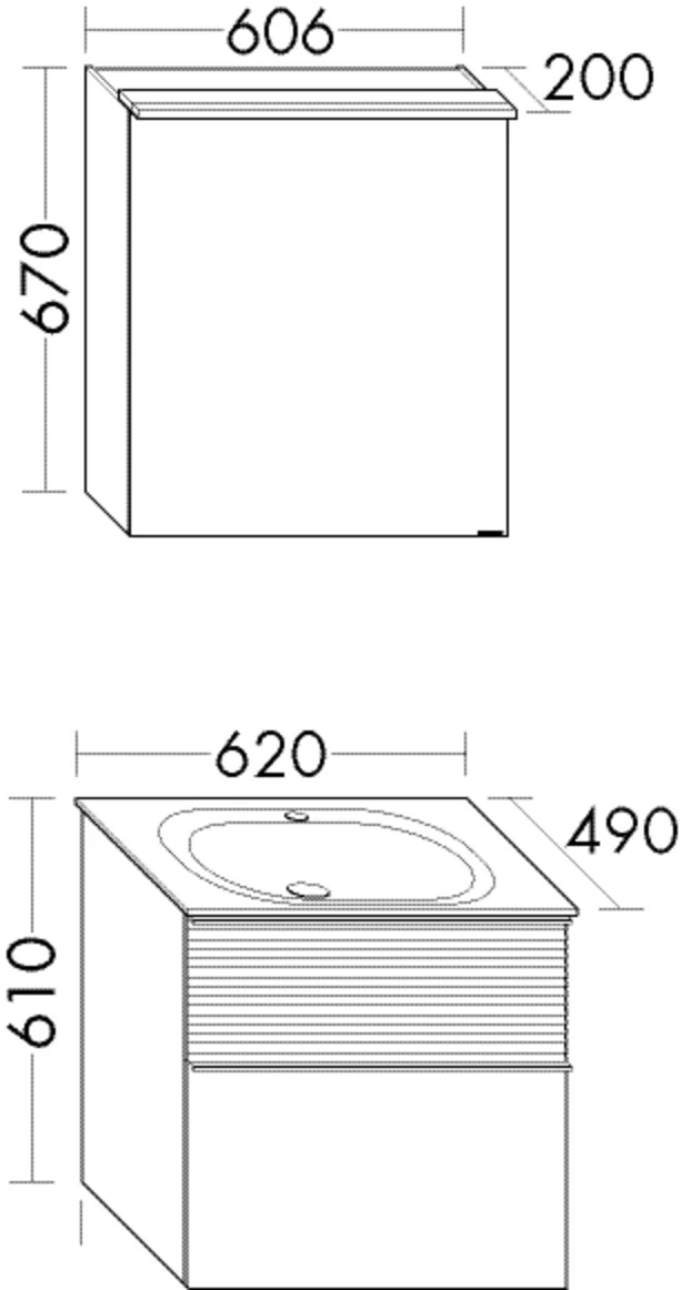 burgbad Badmöbelset „Fiumo“ Griff, Schwarz Matt (230 mm), in Graphit Softmatt