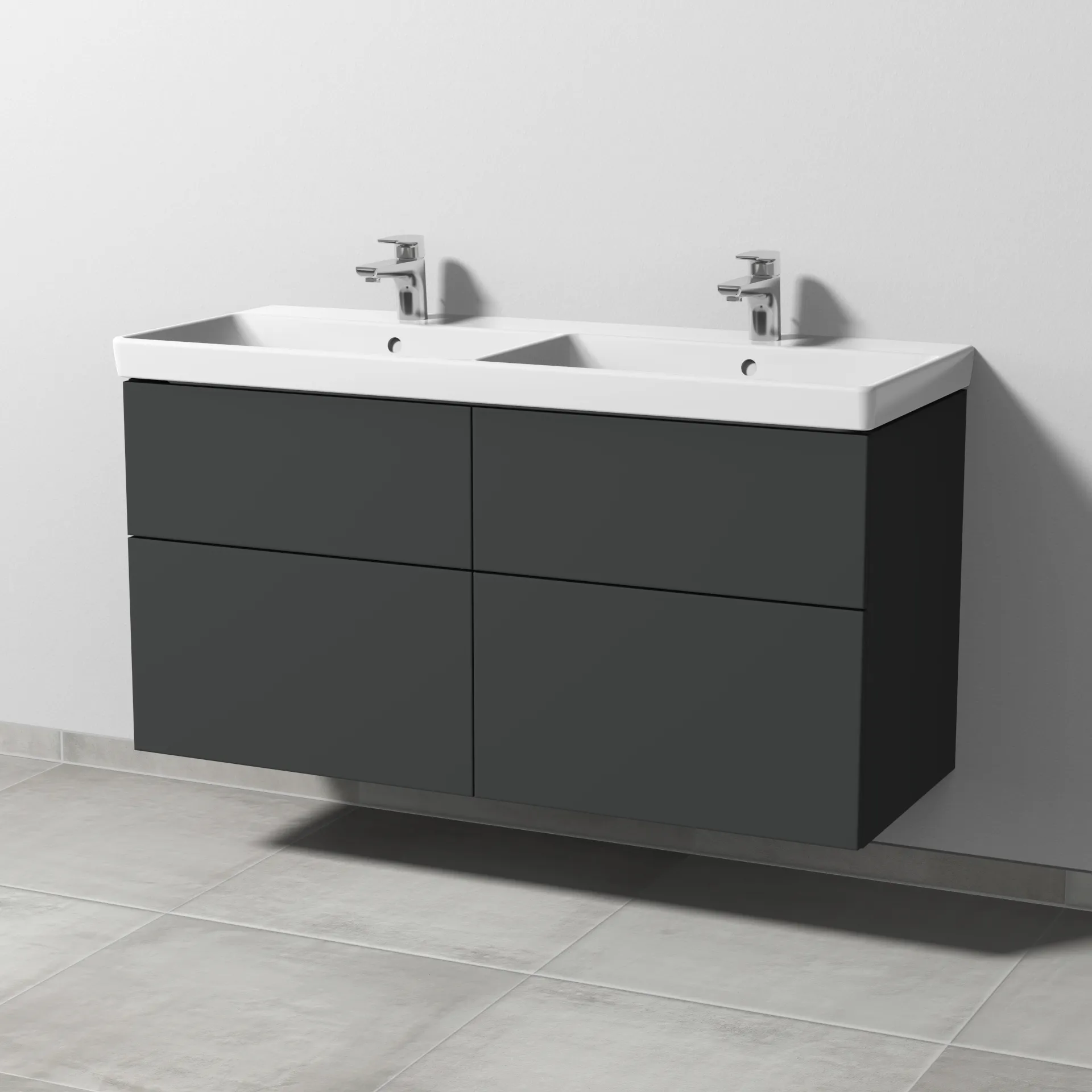 Sanipa Waschtischunterschrank „3way“ passend zu Keramik-Waschtische Avento von Villeroy & Boch 1180 × 580 × 452 mm in Graphit (matt)