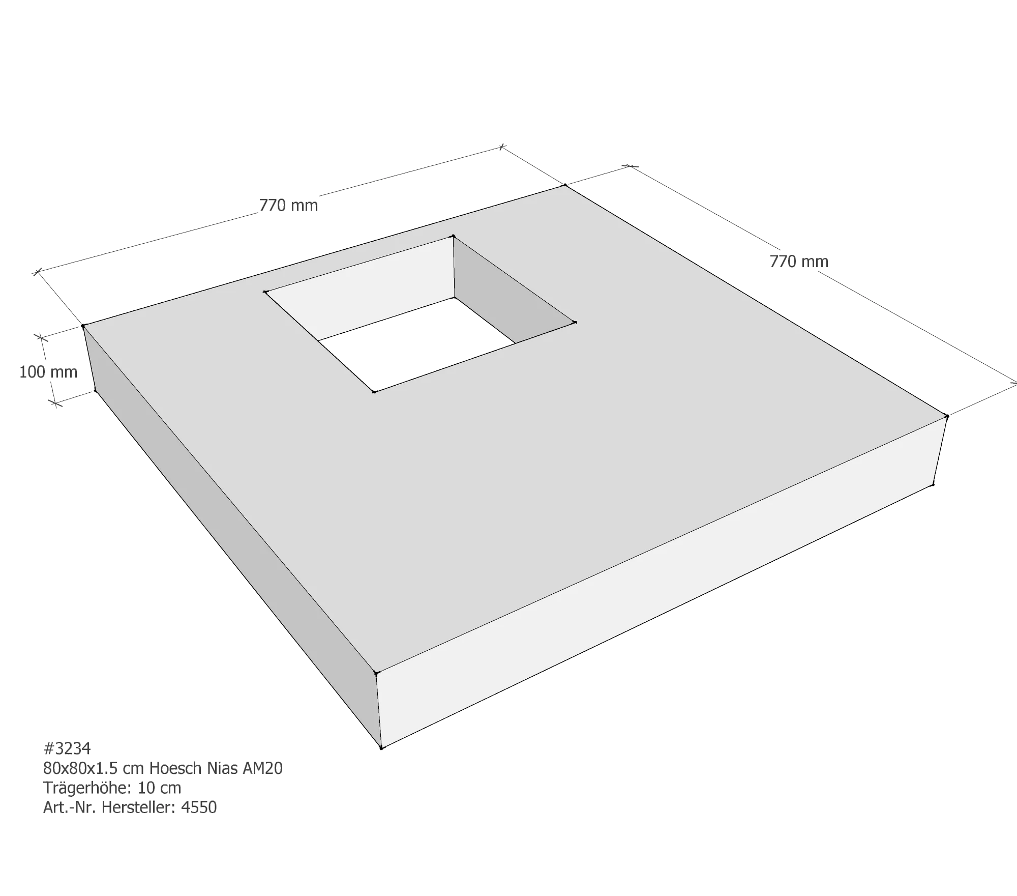 Duschwannenträger für Hoesch Nias 80 × 80 × 1,5 cm Duschwannenträger für Hoesch Nias 80 × 80 × 1,5 cm