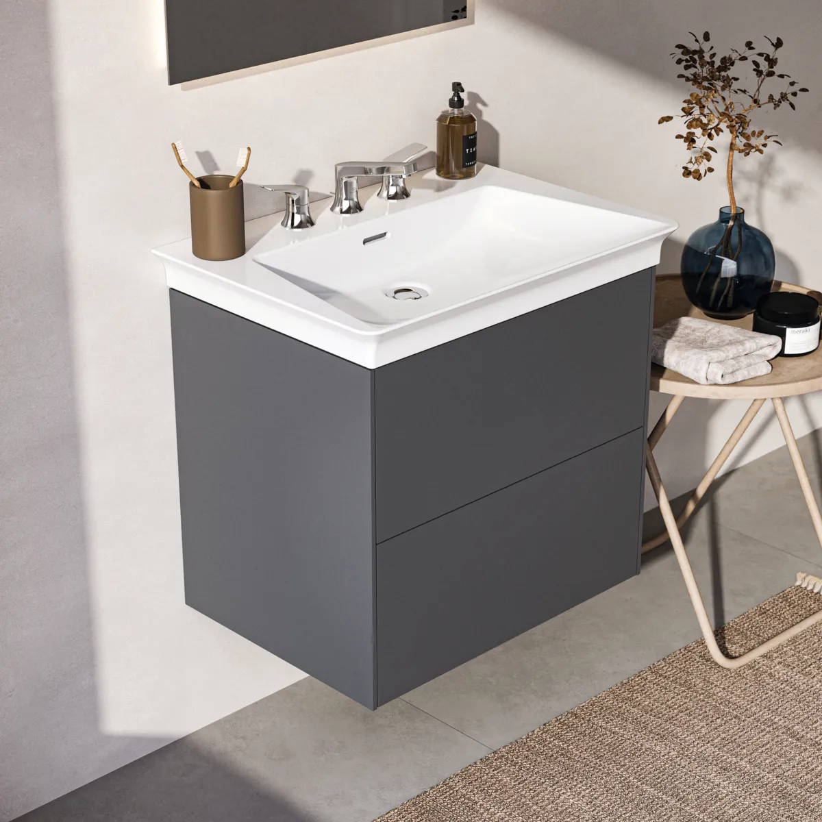 Ideal Standard Möbelwaschtischunterschrank Conca 600 mm 2 Auszüge Anthrazit matt Ideal Standard Möbelwaschtischunterschrank Conca 600 mm 2 Auszüge Anthrazit matt