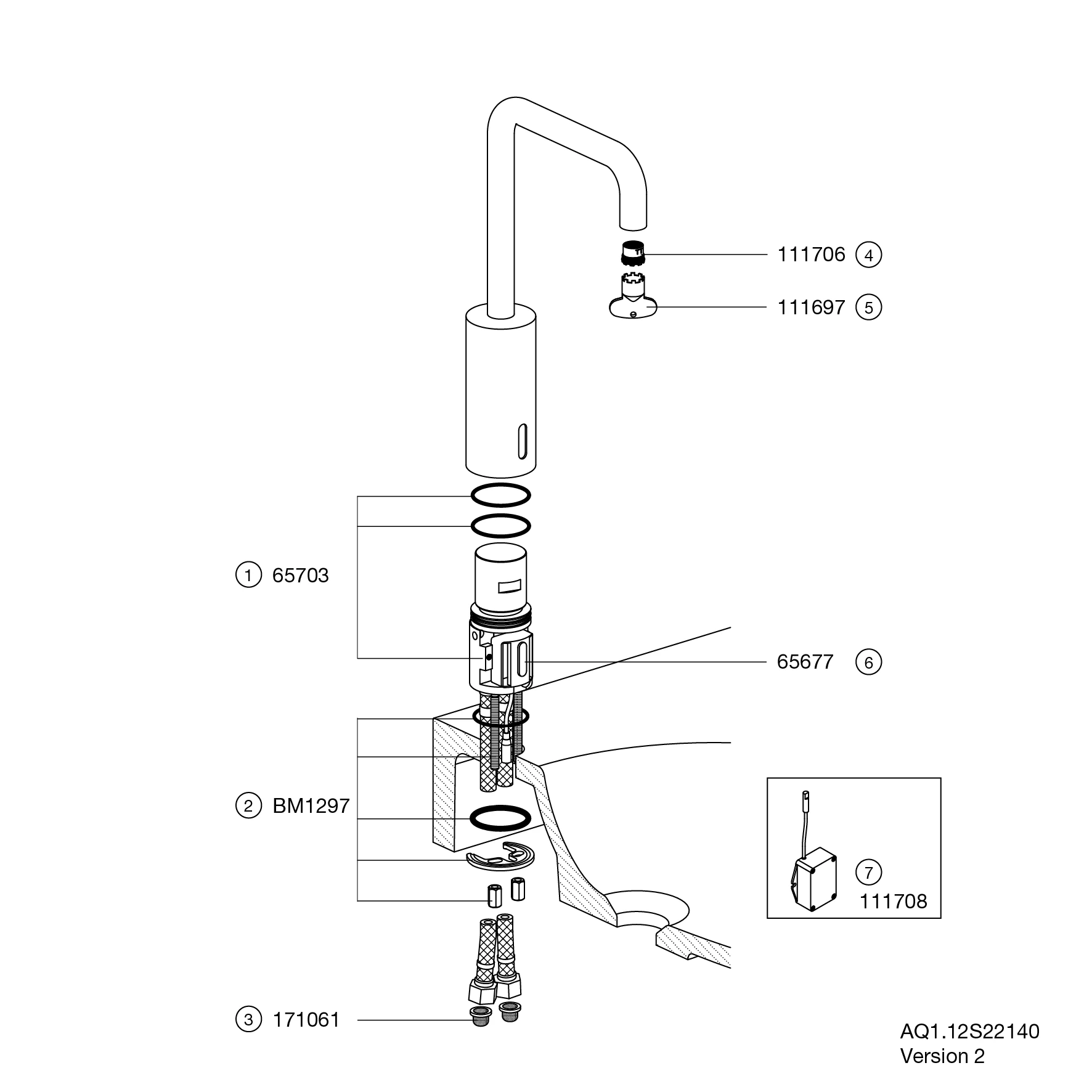 SENSORIC Waschtischarmatur elektr., verchr, Rundrohr, Batteriebetrieb