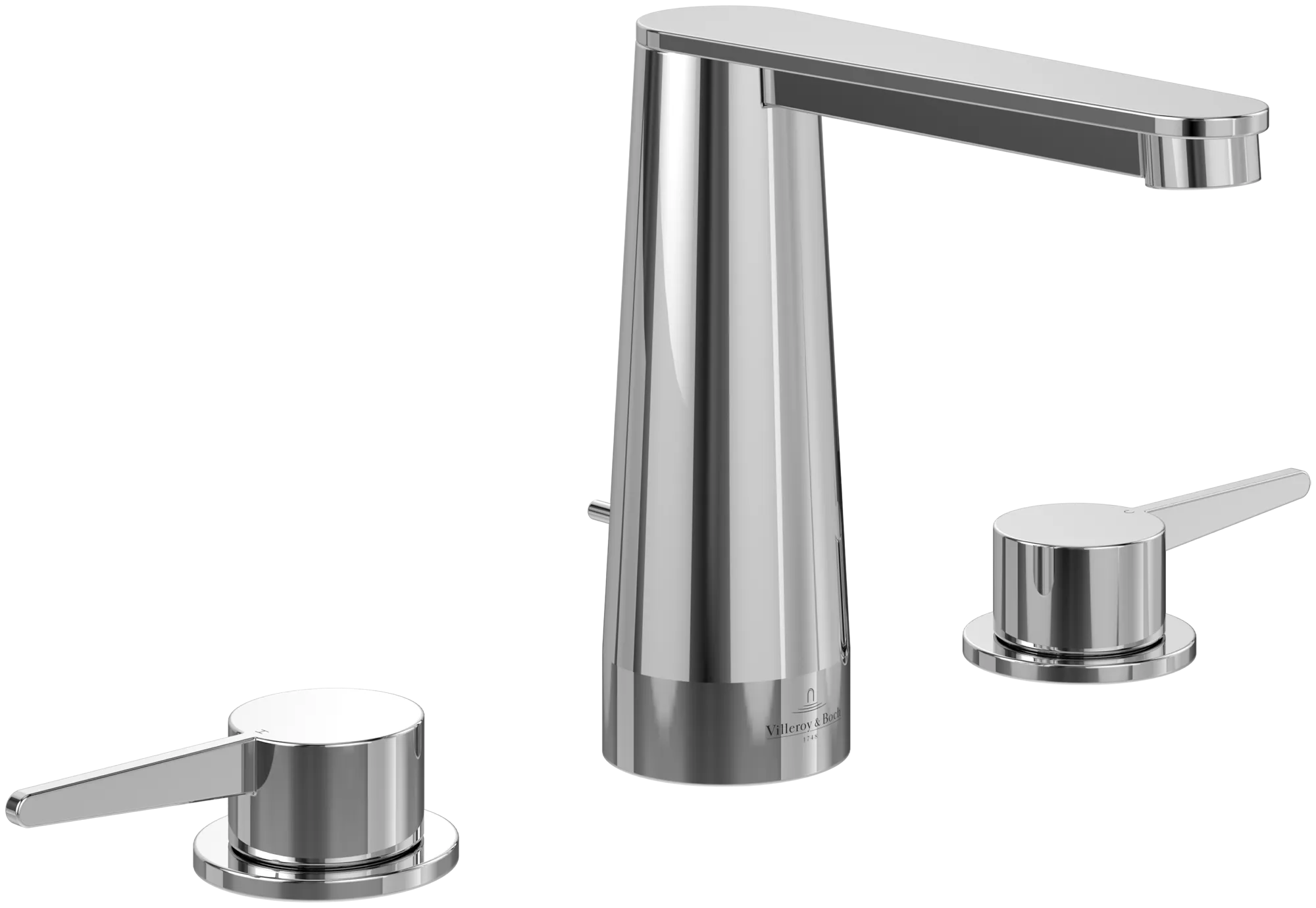 Zweihand-Waschtischarmatur „Conum“ 16,5 cm Ausladung 130 mm in Chrom Zweihand-Waschtischarmatur „Conum“ 16,5 cm Ausladung 130 mm in Chrom