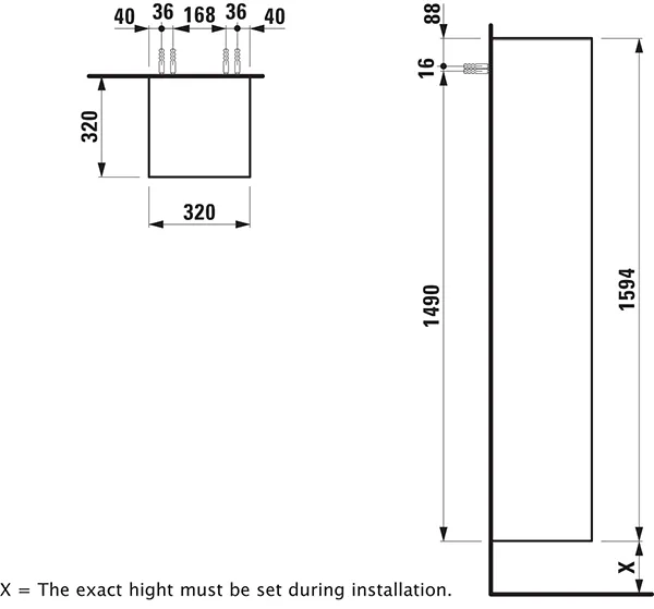 Laufen Hochschrank Sonar 320x320x1594, 1 Tür, Scharnier rechts, 5 Ablagen mit Push/Pull Funktion, Kupfer Laufen Hochschrank Sonar 320x320x1594, 1 Tür, Scharnier rechts, 5 Ablagen mit Push/Pull Funktion, Kupfer