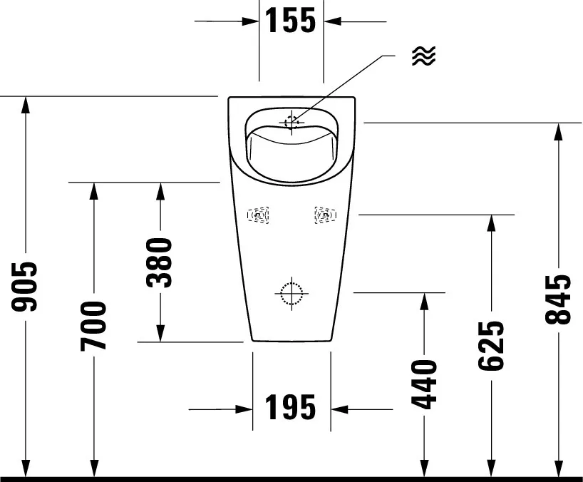 Urinal ME by Starck, Zulauf von hinten rimless, ohne Fliege, weiß HygieneGlaze