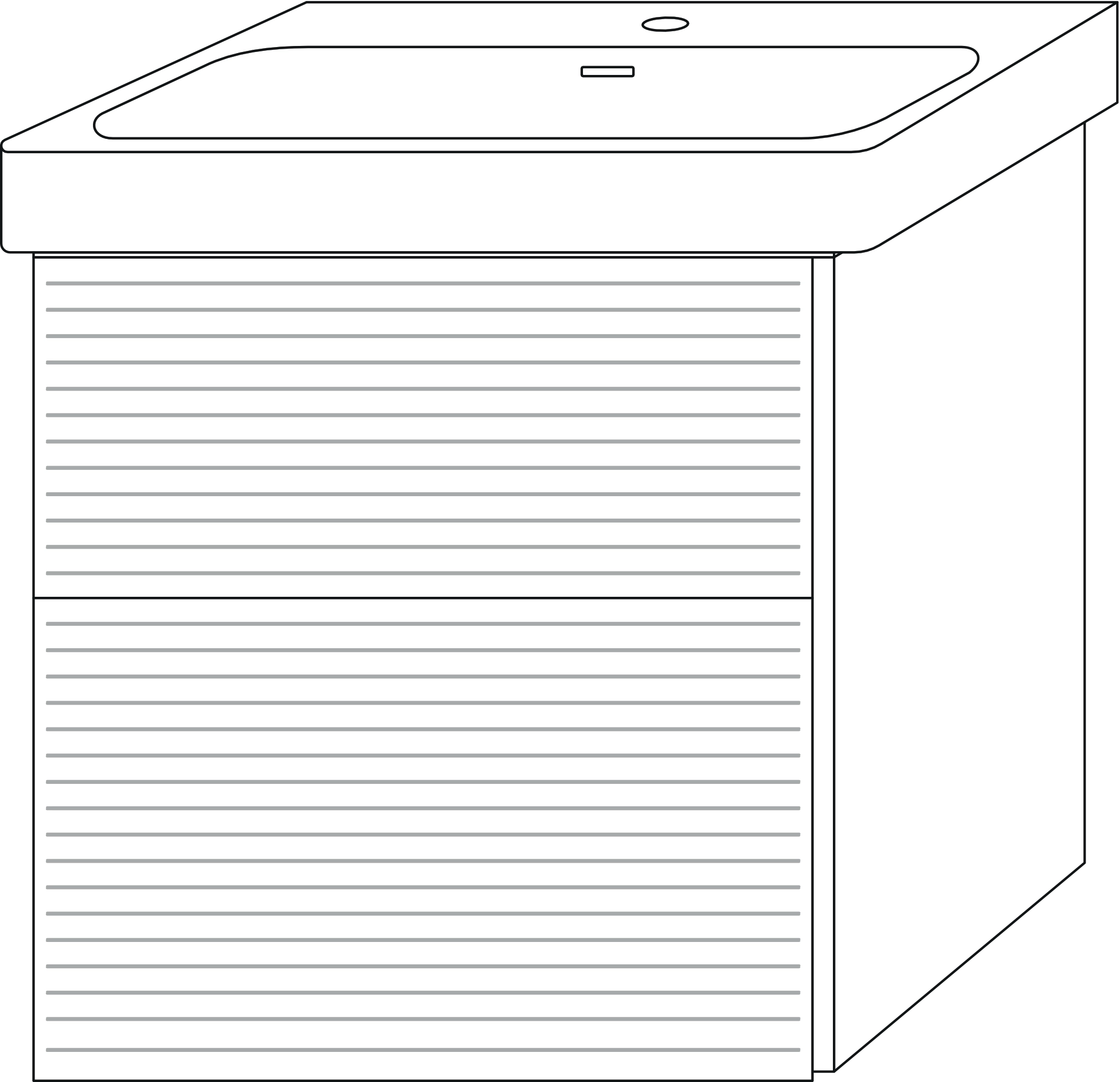Sanipa Waschtischunterschrank „3way“ Struktur 550 × 588 × 453 mm in Weiß (matt), mit Hahnlochbohrung, Becken mittig Sanipa Waschtischunterschrank „3way“ Struktur 550 × 588 × 453 mm in Weiß (matt), mit Hahnlochbohrung, Becken mittig
