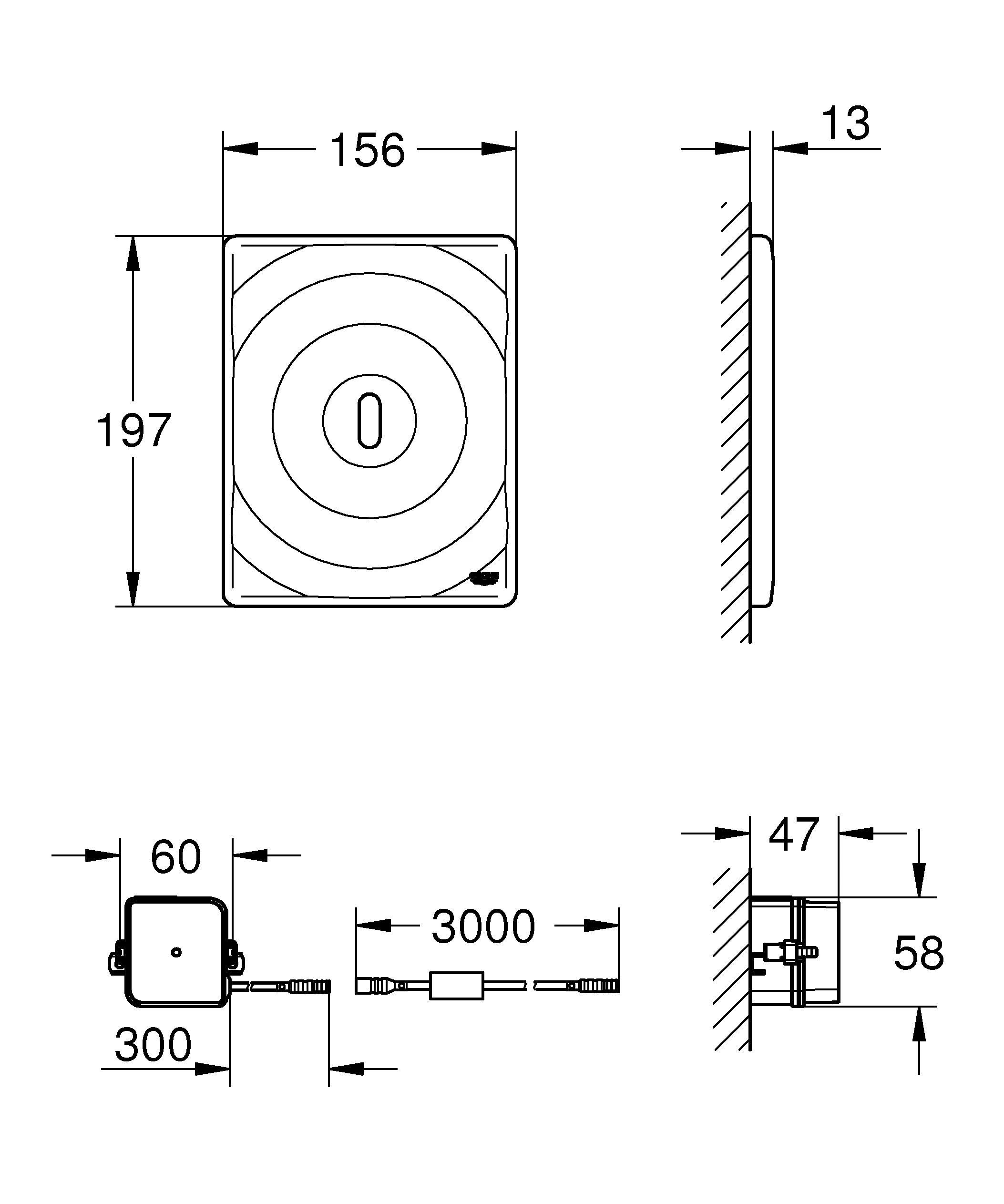 Infrarot-Elektronik Tectron Surf 38699_1, für WC-Spülkasten GD 2, mit Trafo 100-230 V AC, 50-60 Hz, 6 V DC, chrom