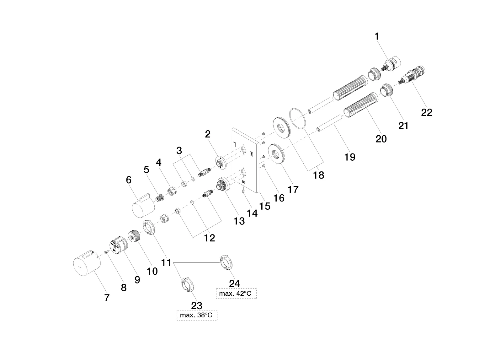 Dornbracht UP-Thermostat mit Zweiwege-Mengenregulierung Schwarz matt