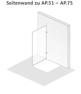 HSK rahmenlos Seitenwand „Atelier Pur“ zu AP.51 bis AP.75 Glas Klar hell, Sondergröße