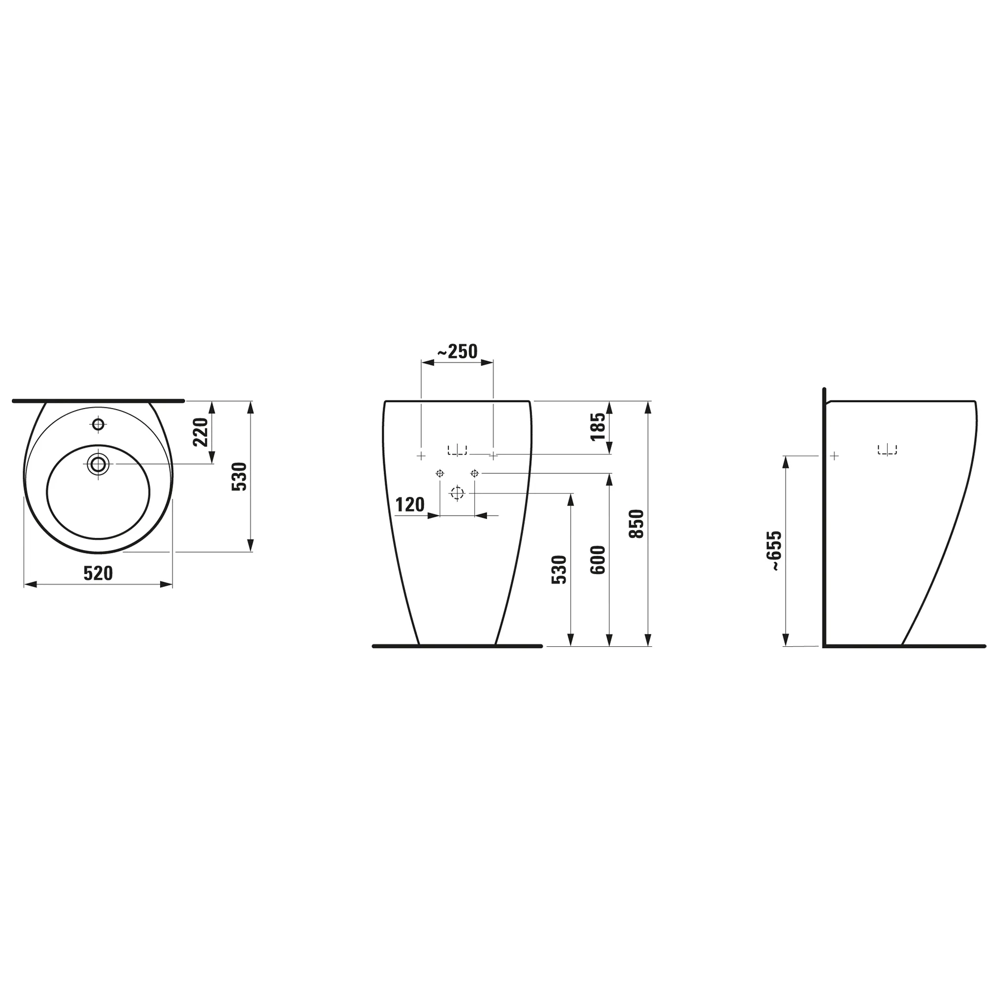 Waschbecken „Ilbagnoalessi“, Hahnlochposition mittig in Schwarz (matt) Waschbecken „Ilbagnoalessi“, Hahnlochposition mittig in Schwarz (matt)