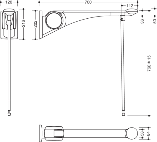 HEWI Stützklappgriff „Serie 802 LifeSystem“