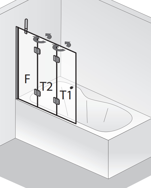 HSK teilgerahmt Badewannenaufsatz 3-teilig „Aperto“ 3-teilig Glas Nebel, Profile Schwarz-matt, B: 1140 mm H: 1500 mm HSK teilgerahmt Badewannenaufsatz 3-teilig „Aperto“ 3-teilig Glas Nebel, Profile Schwarz-matt, B: 1140 mm H: 1500 mm