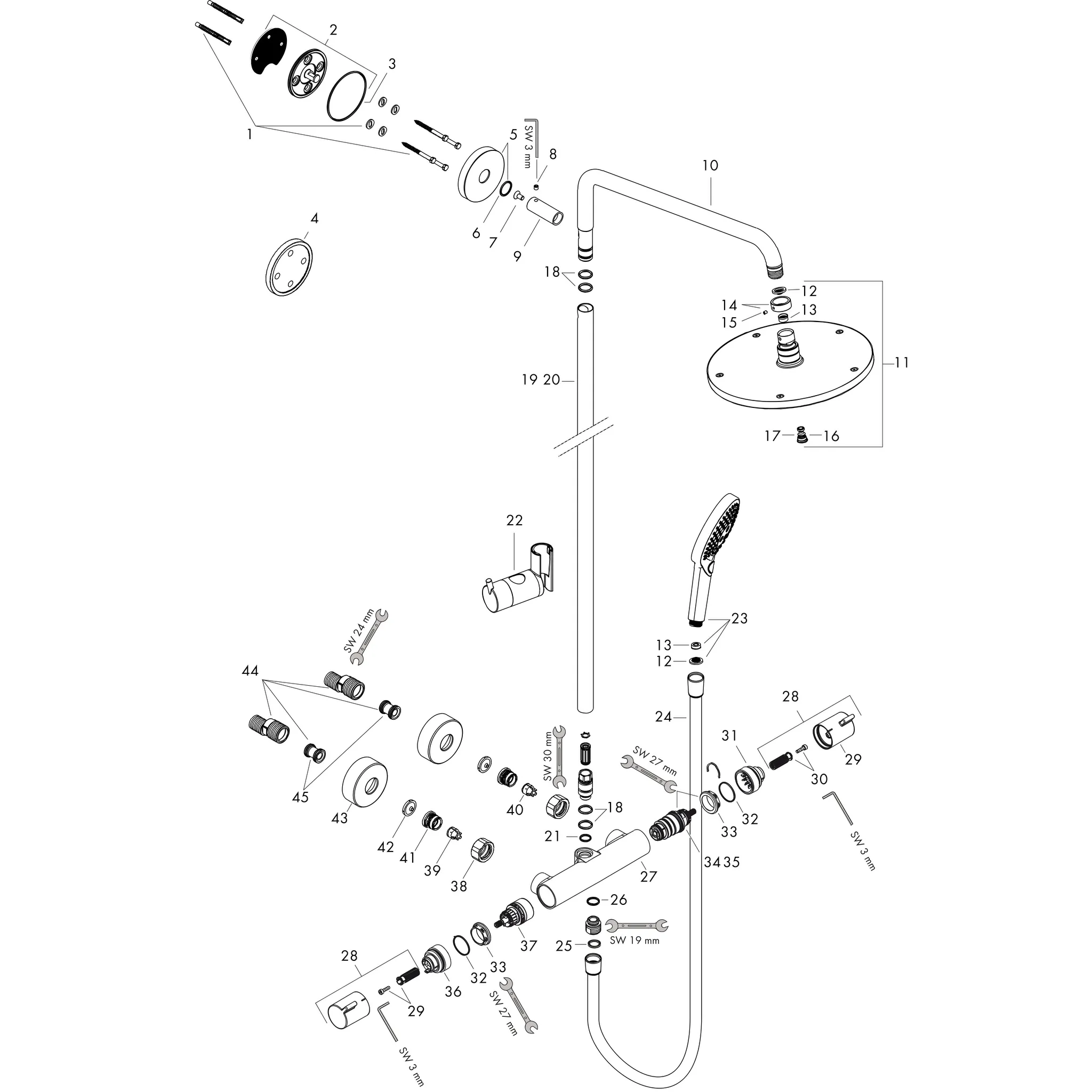 Hansgrohe Raindance S Showerpipe 240 1jet EcoSmart mit Thermostat, Chrom Hansgrohe Raindance S Showerpipe 240 1jet EcoSmart mit Thermostat, Chrom