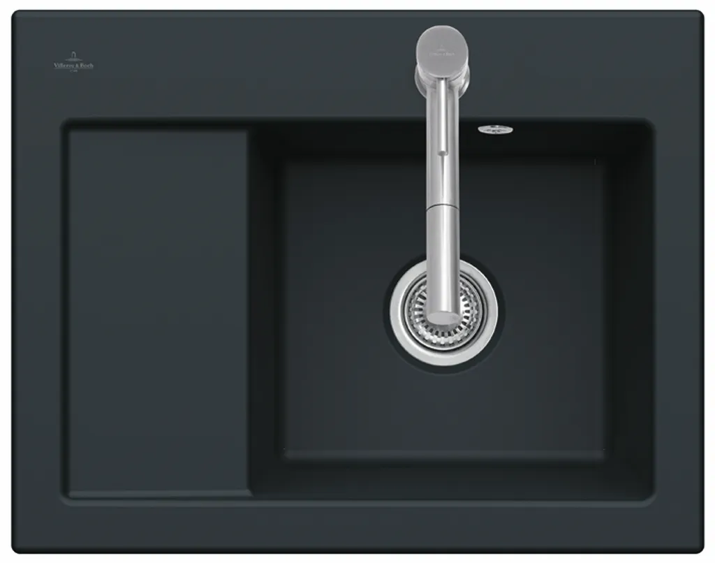 Villeroy & Boch Einbau-Küchenspülbecken „Subway“ 45 Compact 650 × 510 × 220 mm, für Becken links in Pure Black Villeroy & Boch Einbau-Küchenspülbecken „Subway“ 45 Compact 650 × 510 × 220 mm, für Becken links in Pure Black