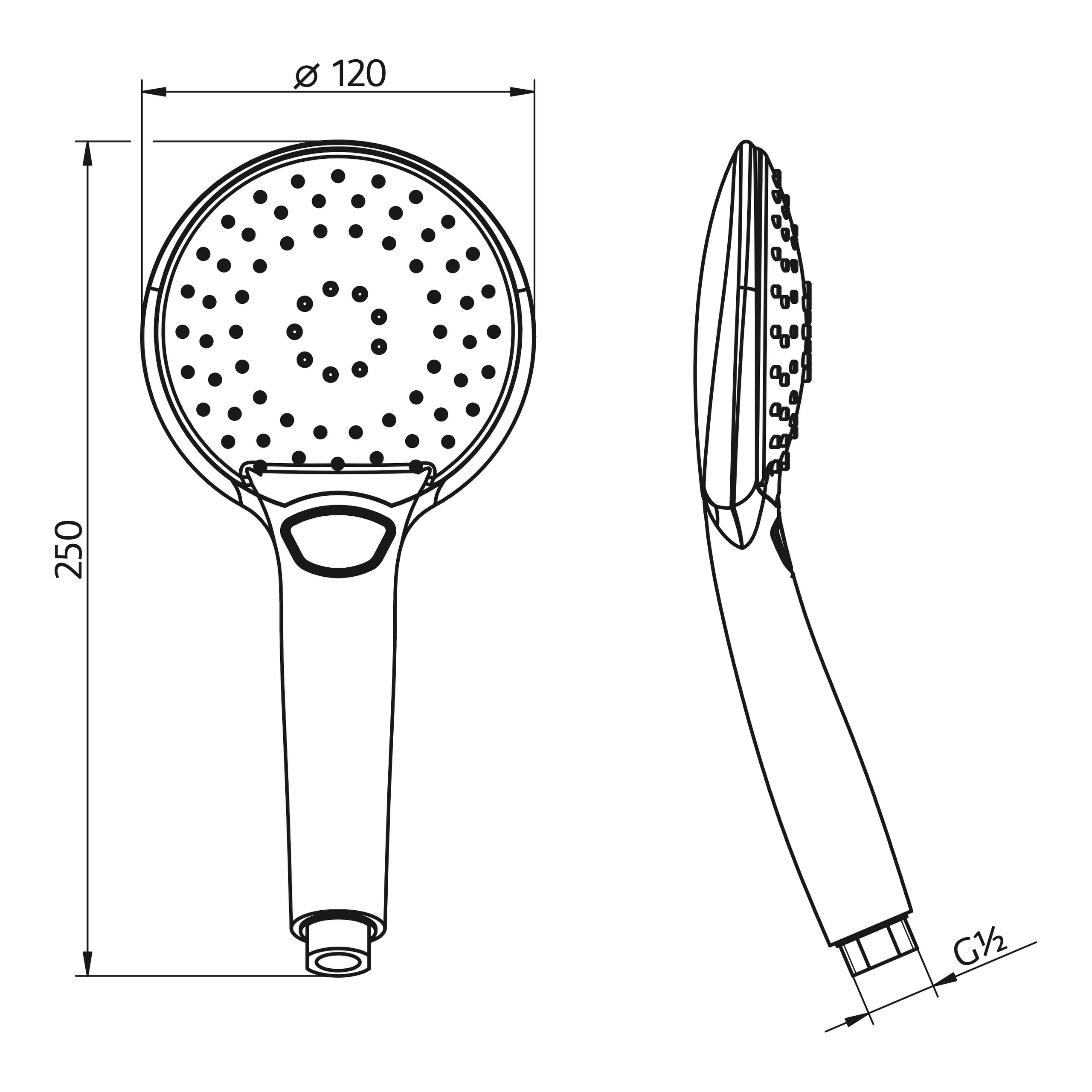 Handbrause „AquaSwitch Rund“ inkl. Brauseschlauch ⌀ 12 × 25 cm Handbrause „AquaSwitch Rund“ inkl. Brauseschlauch ⌀ 12 × 25 cm