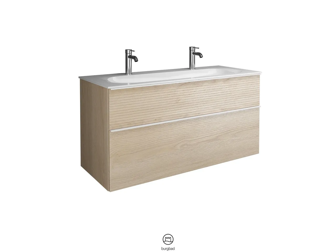 burgbad Badmöbelset „Fiumo“ Griff, Chrom (230 mm), in Weiß Matt burgbad Badmöbelset „Fiumo“ Griff, Chrom (230 mm), in Weiß Matt