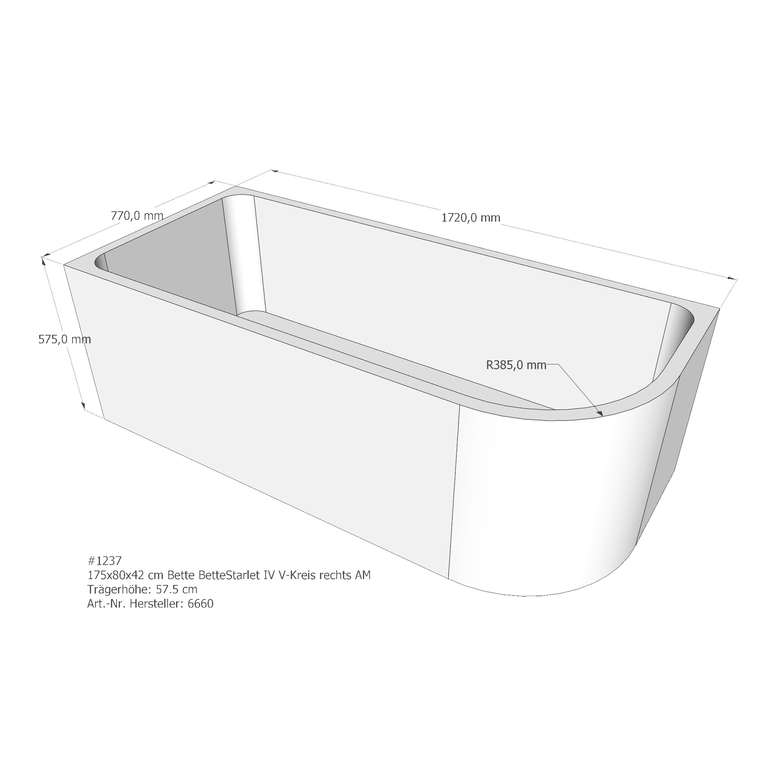 Badewannenträger für Bette Starlet IV rechts 175 × 80 × 42 cm Breite: 80 cm / Länge: 175 cm Badewannenträger für Bette Starlet IV rechts 175 × 80 × 42 cm Breite: 80 cm / Länge: 175 cm