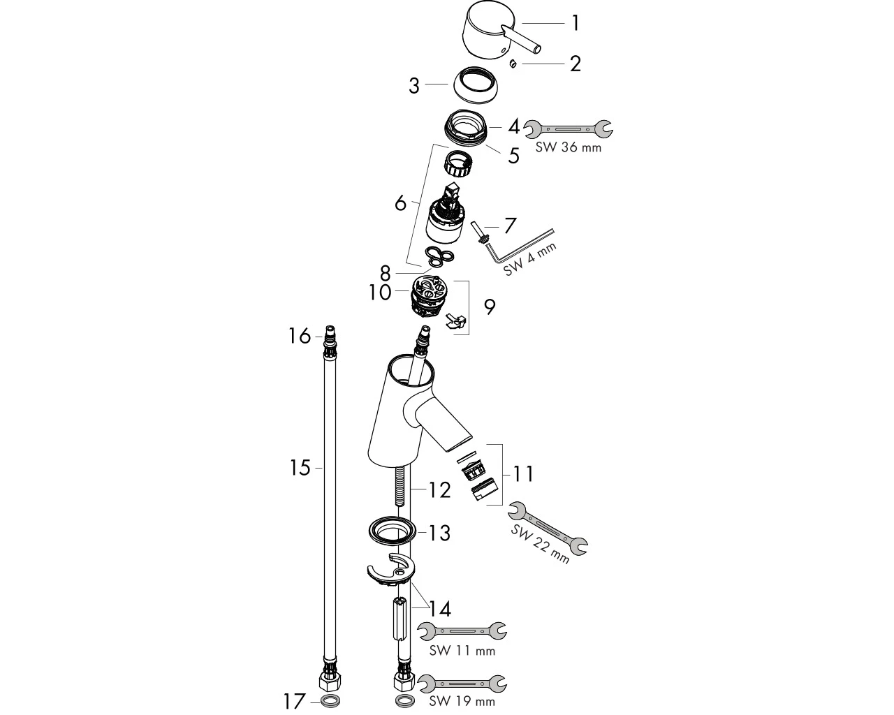 Waschtischmischer Talis S chrom ohne Zugknopf Waschtischmischer Talis S chrom ohne Zugknopf