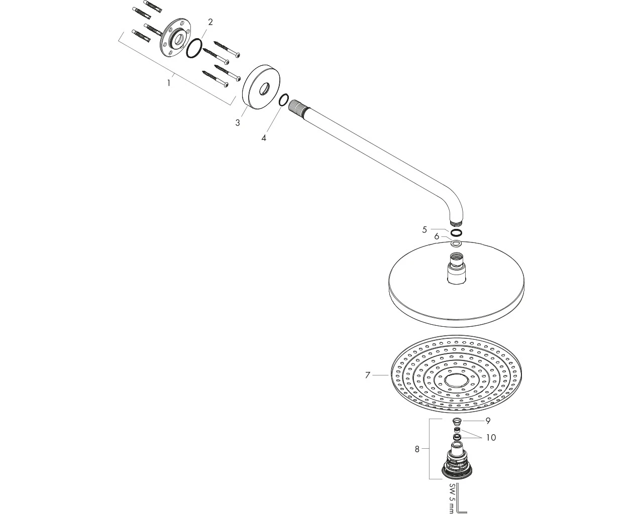 Kopfbrause Raindance Select S 240 2jet EcoSmart 240mm Brausearm 390mm chr.