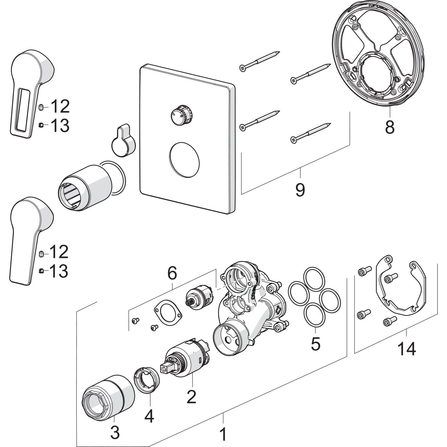 HA Einhebelmischer Fertigmontageset für Wanne/Brause HANSATWIST 8984 Rosette eckig Chrom