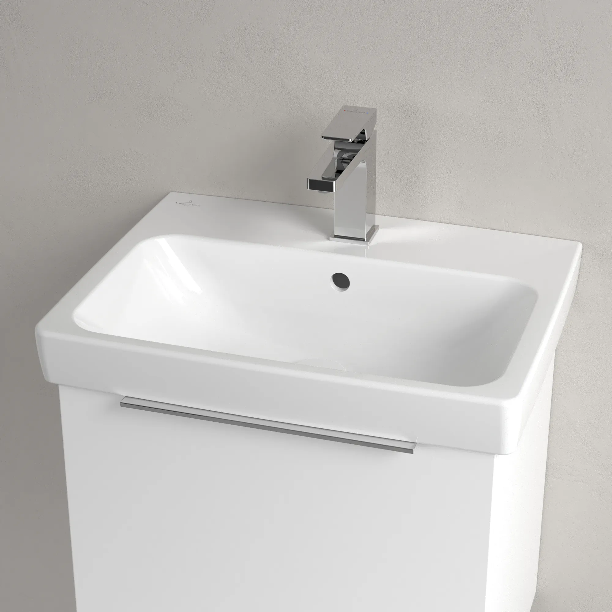 Villeroy & Boch Waschbecken „Architectura“ 550 × 420 × 165 mm, ohne Hahnlochbohrung, für Becken mittig in Weiß Alpin Villeroy & Boch Waschbecken „Architectura“ 550 × 420 × 165 mm, ohne Hahnlochbohrung, für Becken mittig in Weiß Alpin