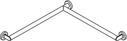 Dusch-, WannenhandlaufEdelstahl, PVD, waagerechte Längen 647 mm, 70 mm tief, Stangendurchmesser 32 mm, Ausführung rechts, in Farbe CK (messing glänzend)