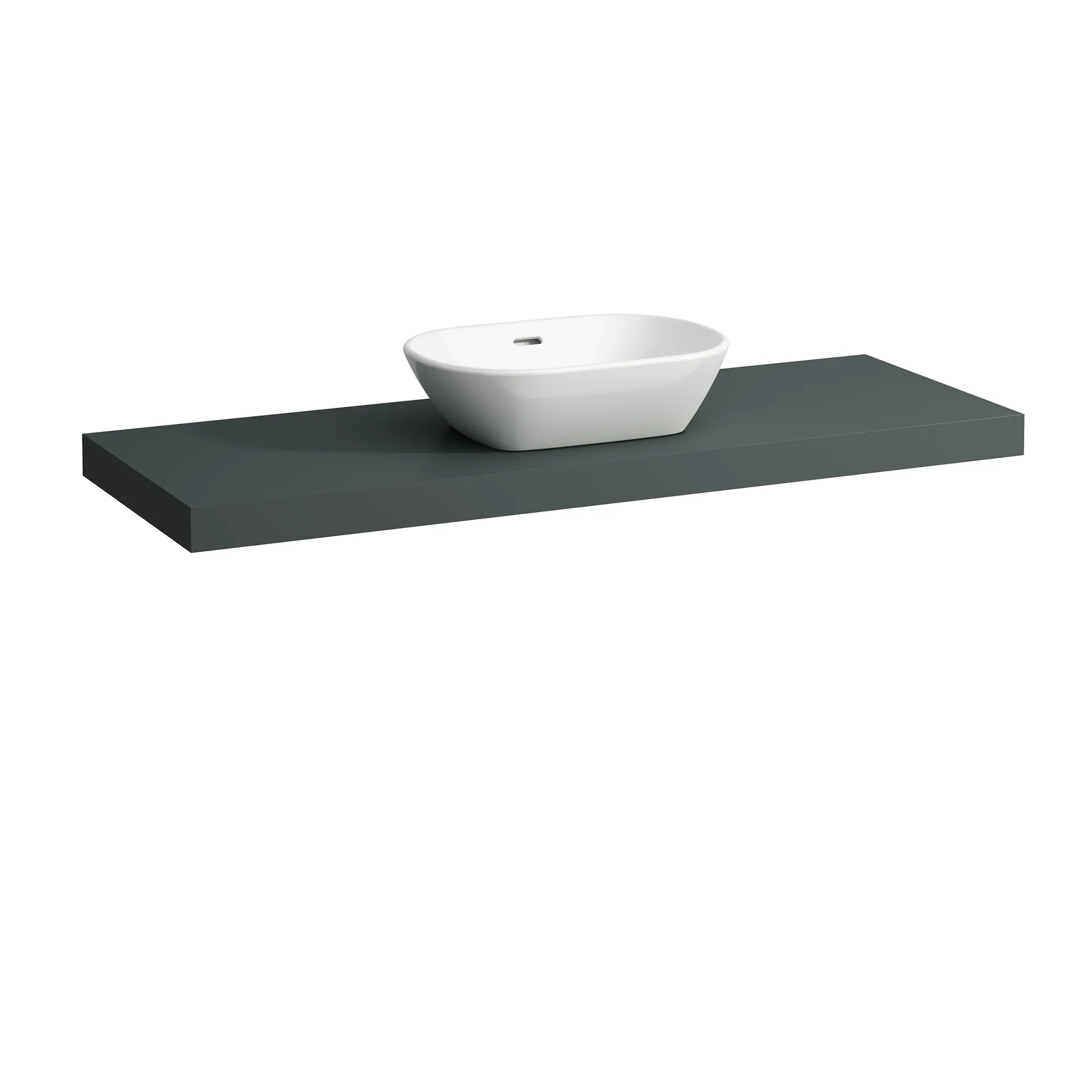 Waschtisch-Platte LANI 495x1370x65 mit Ausschnitt mittig inklusive 2 Befestigungselemente weiß matt