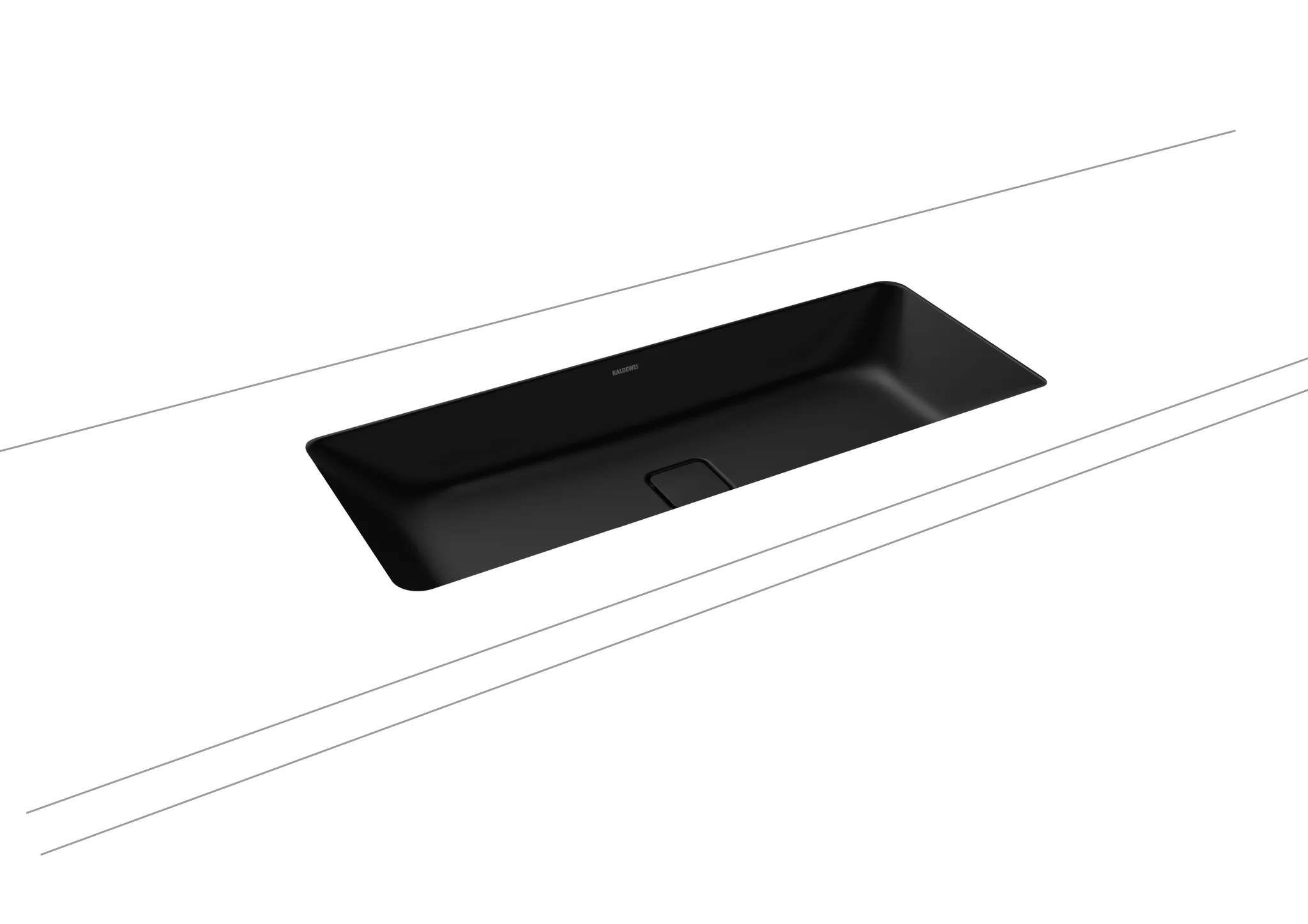 Unterbauwaschtisch „Cono“ 86,9 × 38,2 cm, ohne Überlauf, ohne Hahnlochbohrung in schwarz matt mit Perl-Effekt