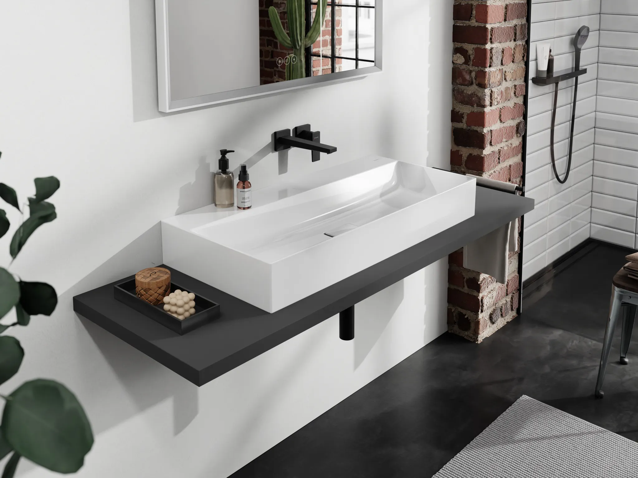 Hansgrohe Xevolos E Aufsatzwaschtisch geschliffen, Weiß Hansgrohe Xevolos E Aufsatzwaschtisch geschliffen, Weiß