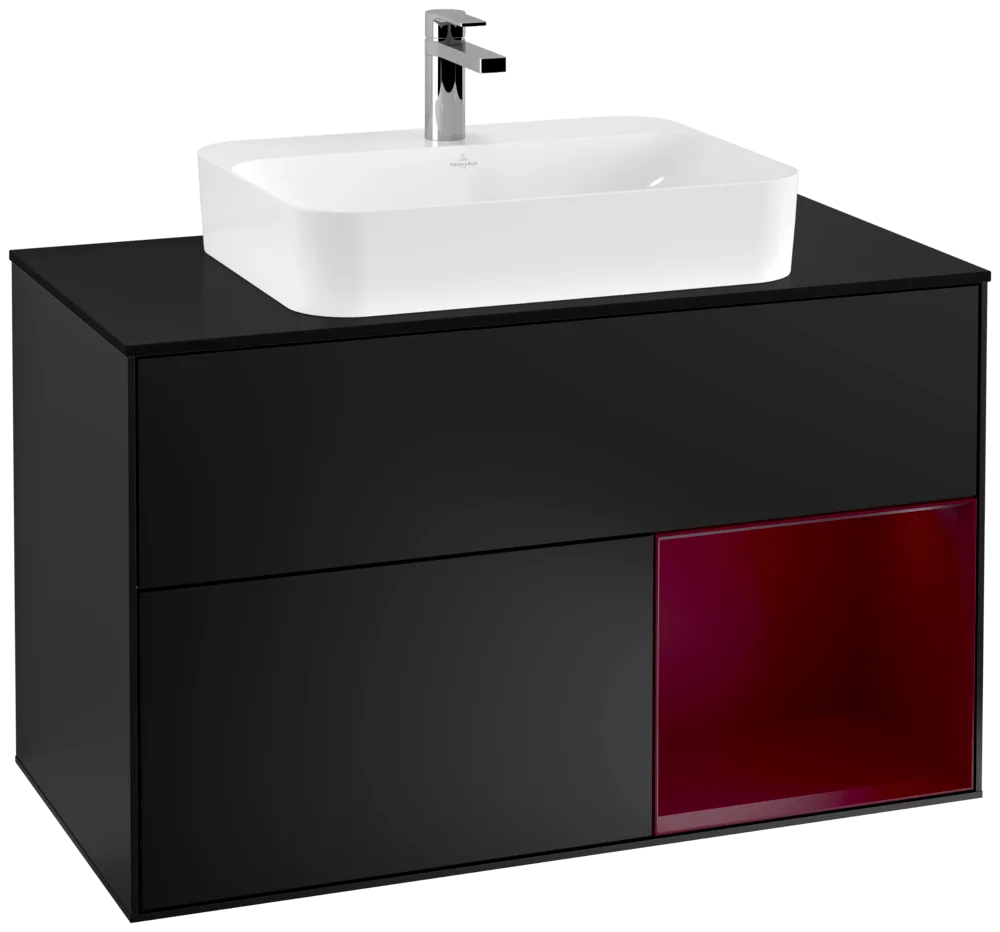 Villeroy & Boch Waschbeckenunterschrank Finion G37, 1000 x 603 x 501 mm, Black Matt Lacquer, mit Beleuchtung und Push-to-open Funktion Villeroy & Boch Waschbeckenunterschrank Finion G37, 1000 x 603 x 501 mm, Black Matt Lacquer, mit Beleuchtung und Push-to-open Funktion