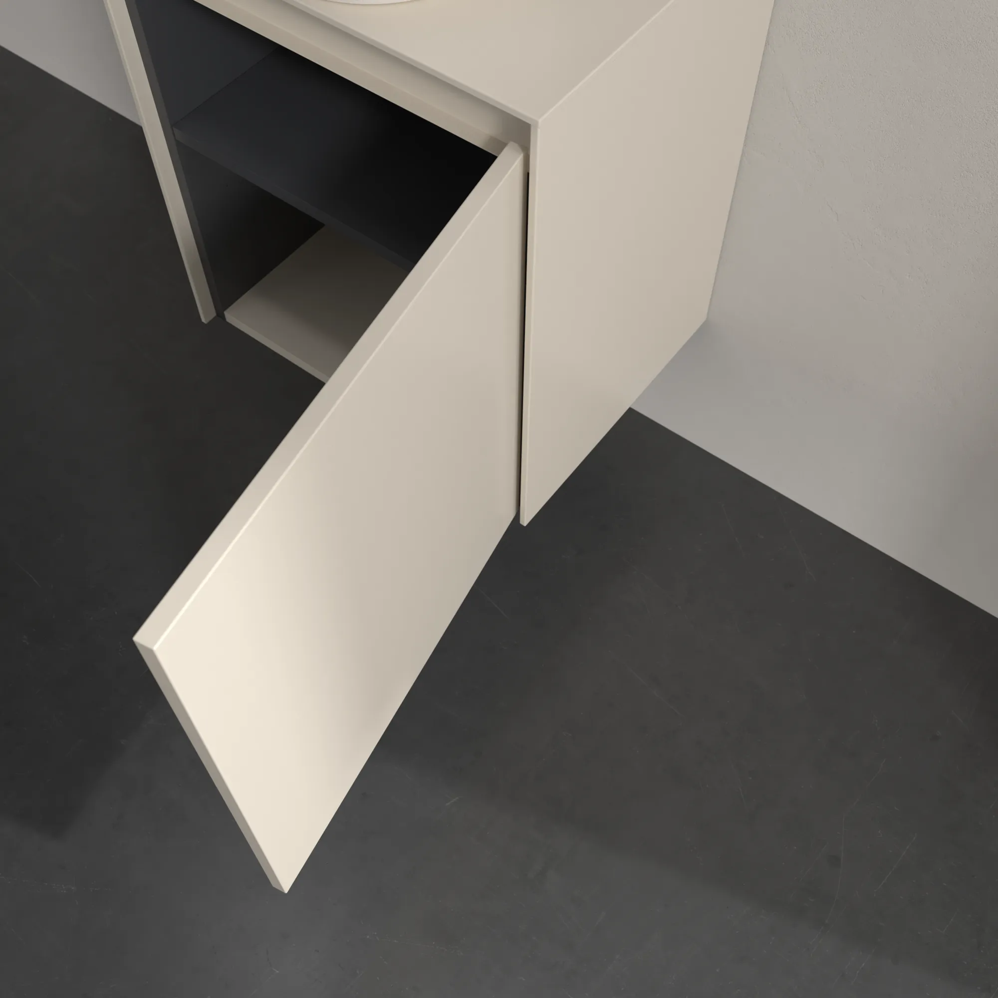 Villeroy & Boch Waschtischunterschrank „Collaro“ 500 × 548 × 380 mm Cashmere Grey, für Becken mittig, Anschlag rechts, mit Beleuchtung