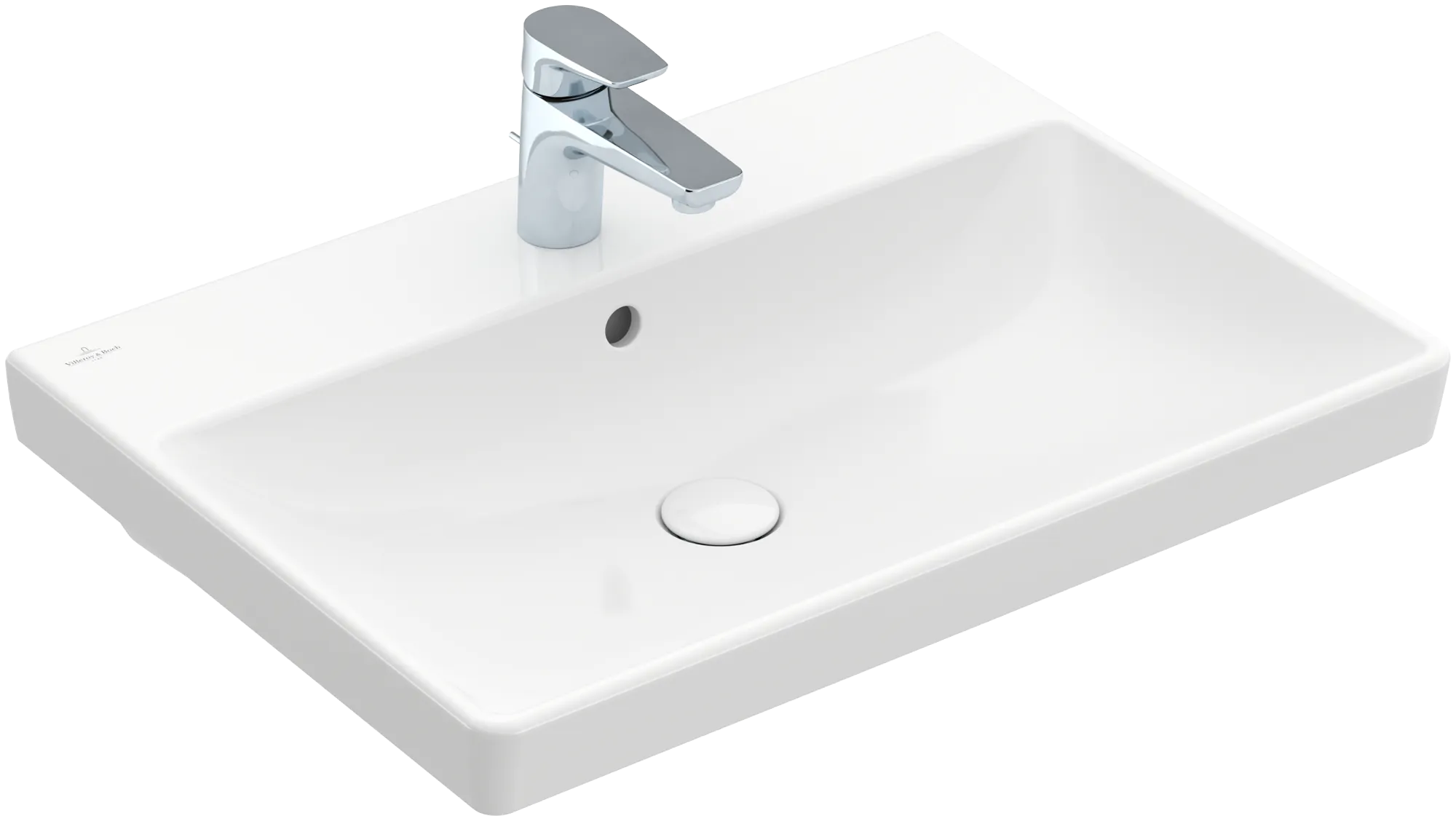 Villeroy & Boch Wandwaschtisch „Avento“ 650 × 470 × 180 mm, für Becken mittig, Hahnlochposition mittig, mit Hahnlochbohrung in Weiß Alpin