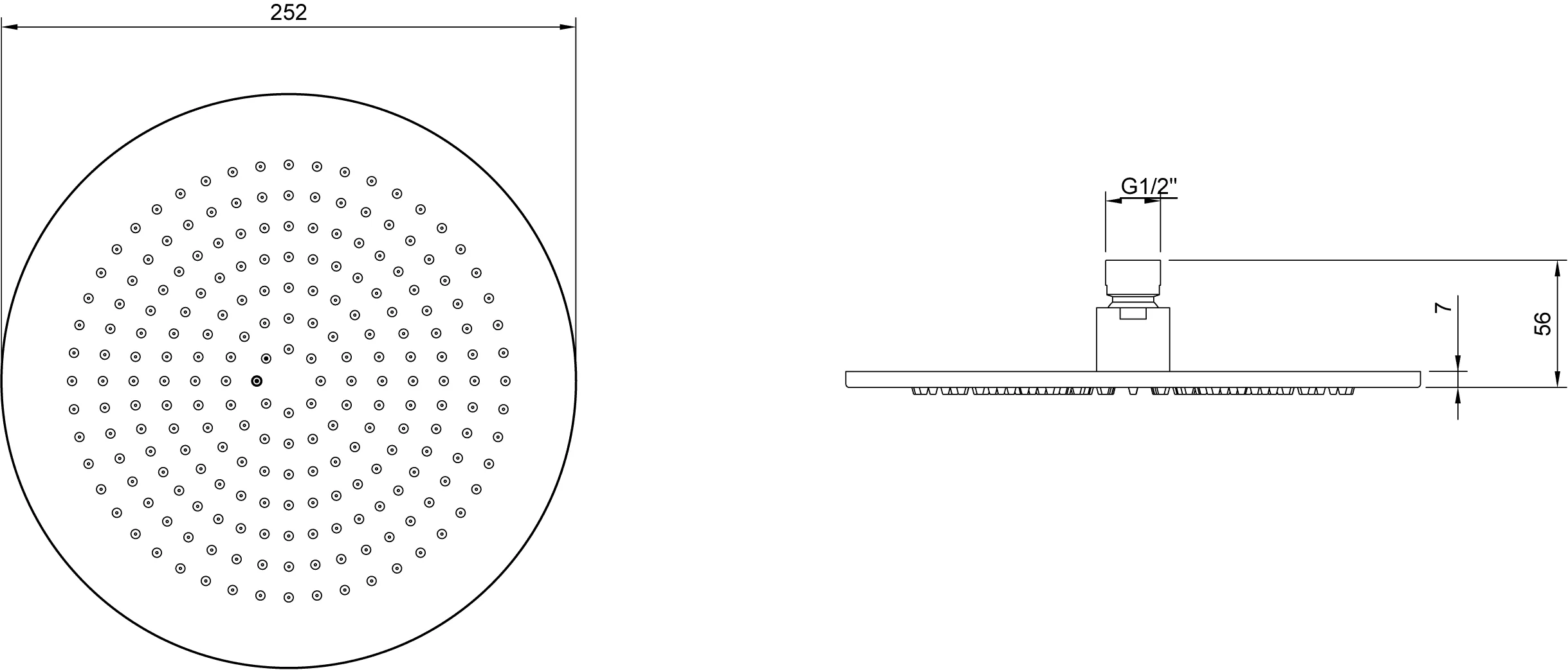 Villeroy & Boch Universal Showers TVC000001000, Regenbrause, 252x56x252mm, Rund, Chrom