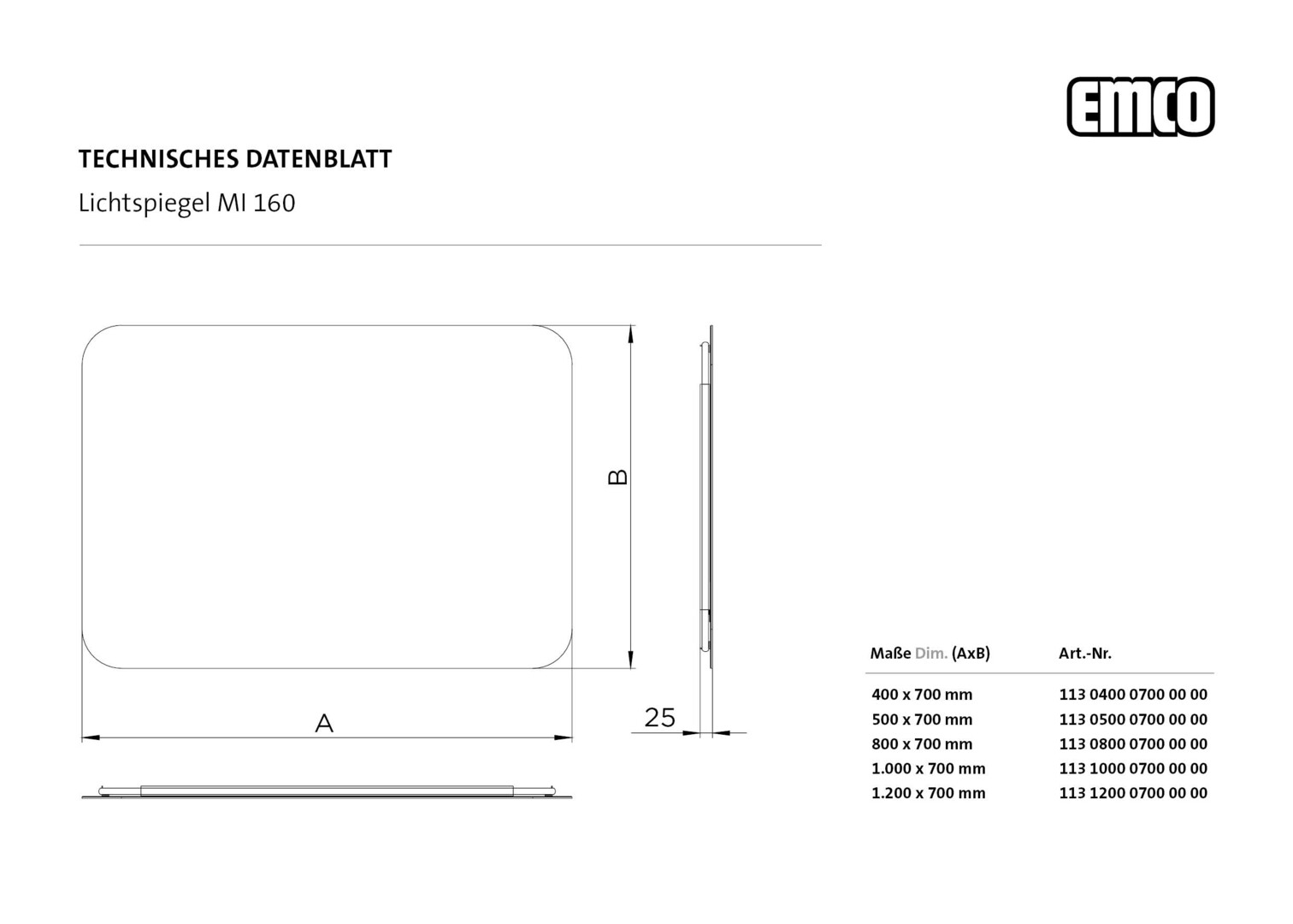 emco Lichtspiegel „MI 160“ 40 × 70 cm