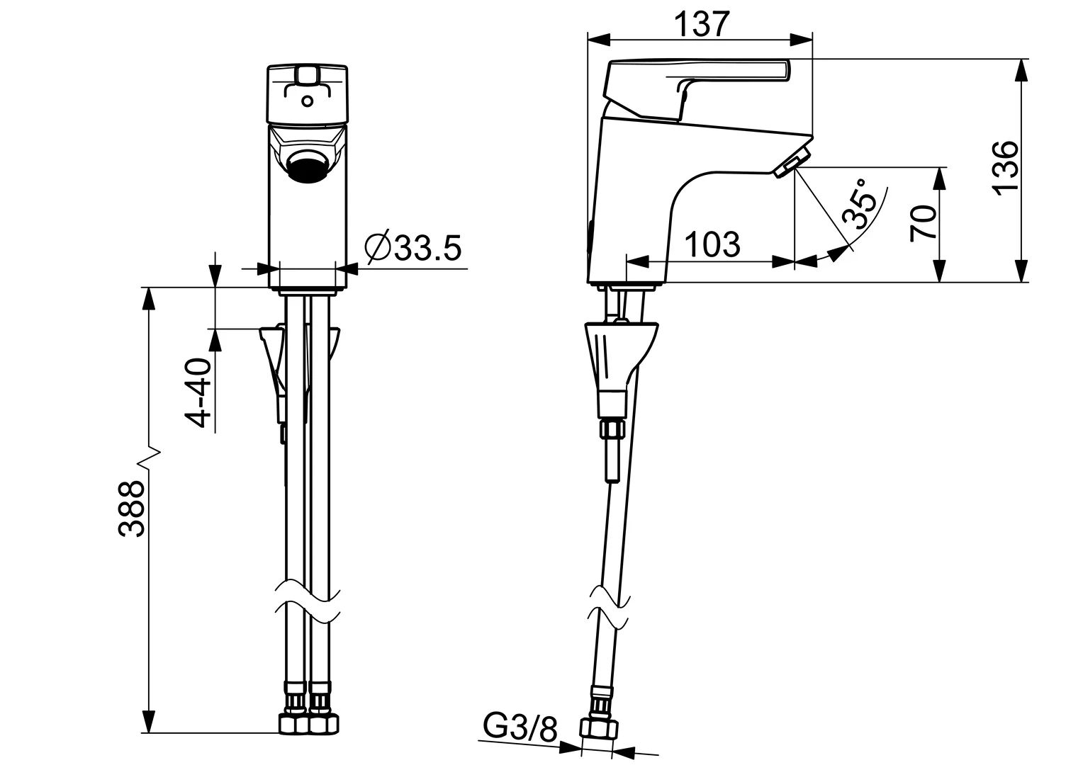 HA Einhebelmischer Waschtischbatterie HANSAPALENO 5636 Ausladung 103 mm DN15 Chrom