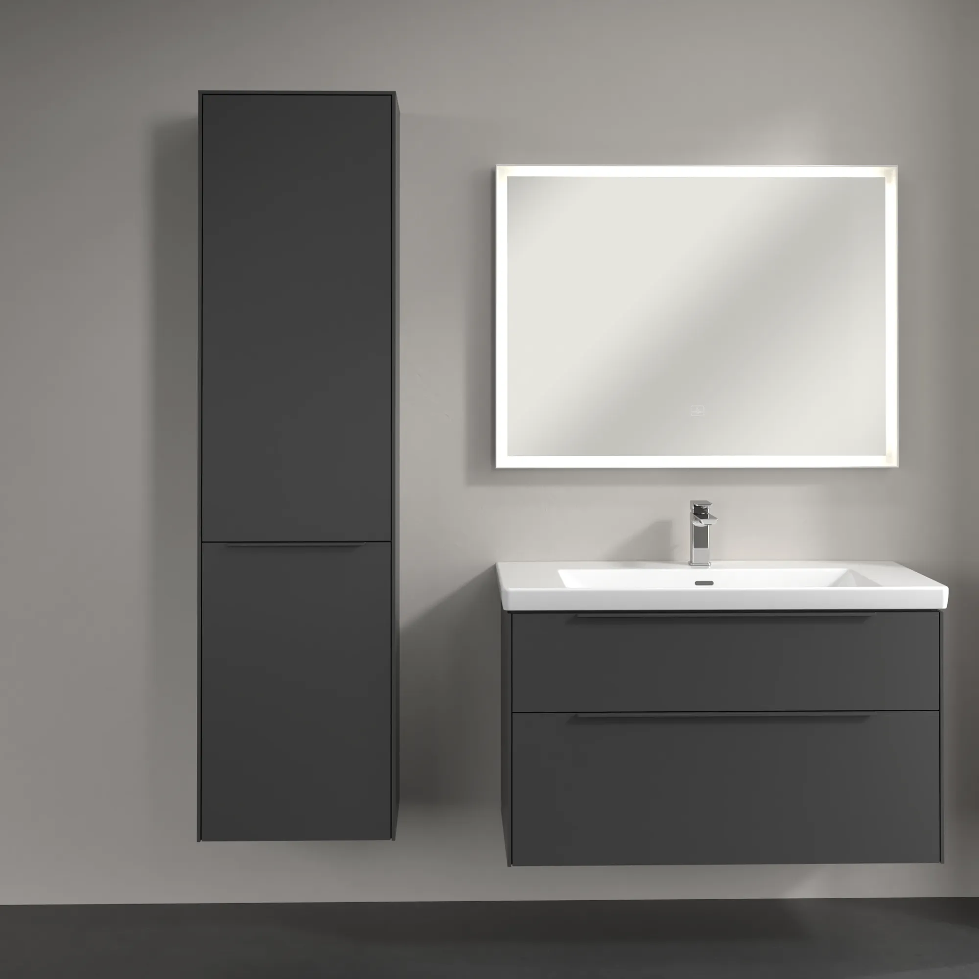 Villeroy & Boch Hochschrank mit Wäschekorb-Klappe „Subway 3.0“ 45 × 171 × 36,2 × 36,2 cm 1 Tür, 1 Wäscheklappe, 1 × fixer Fachboden, Anschlag: links, 2 × Glasfachboden, 1 Tür, Anschlag links