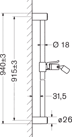 Hansa Wandstange Hansa 0448 Chrom Hansa Wandstange Hansa 0448 Chrom