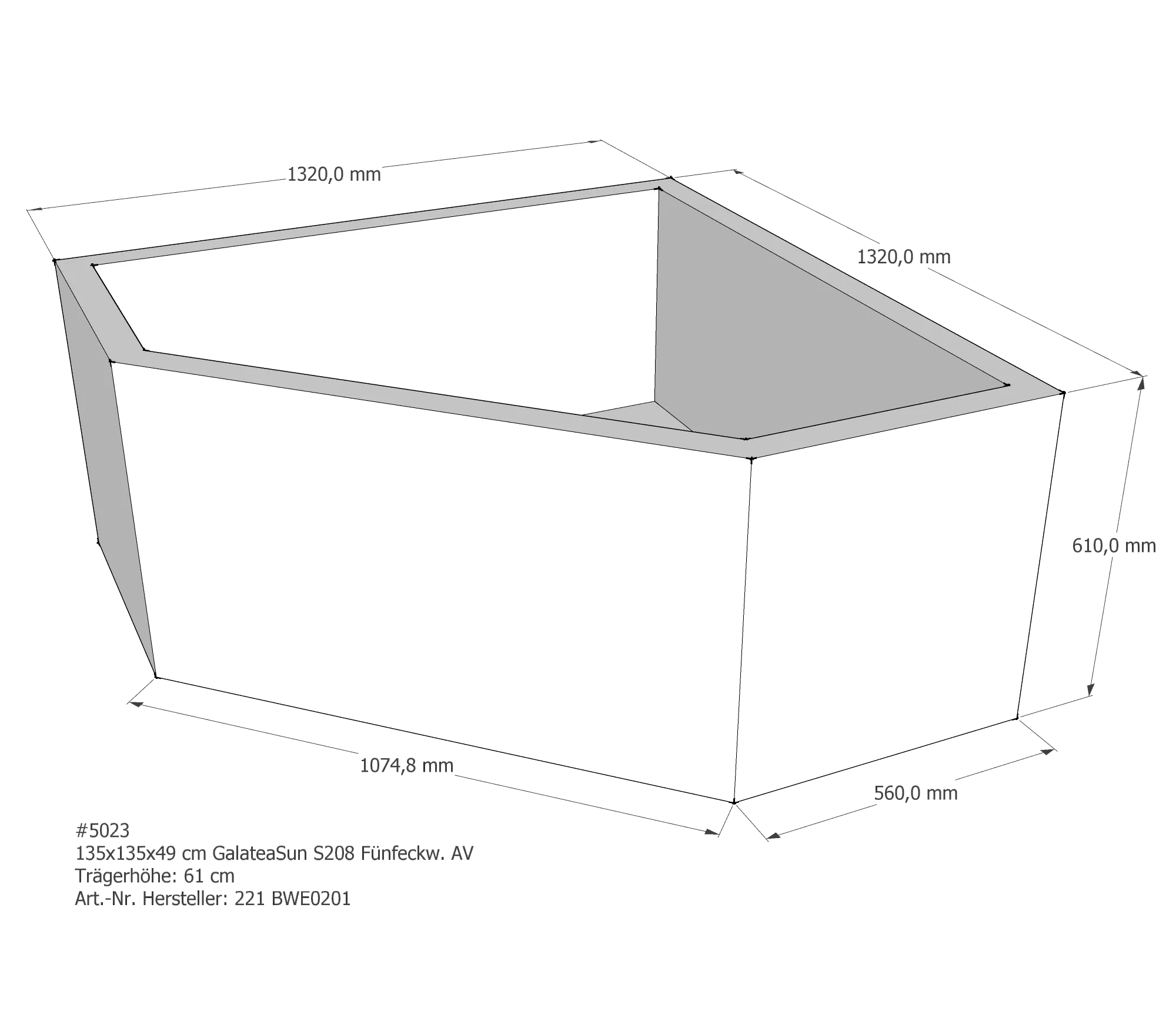 Badewannenträger für Galatea ~Sun S 208 135 × 135 × 49 cm Badewannenträger für Galatea ~Sun S 208 135 × 135 × 49 cm