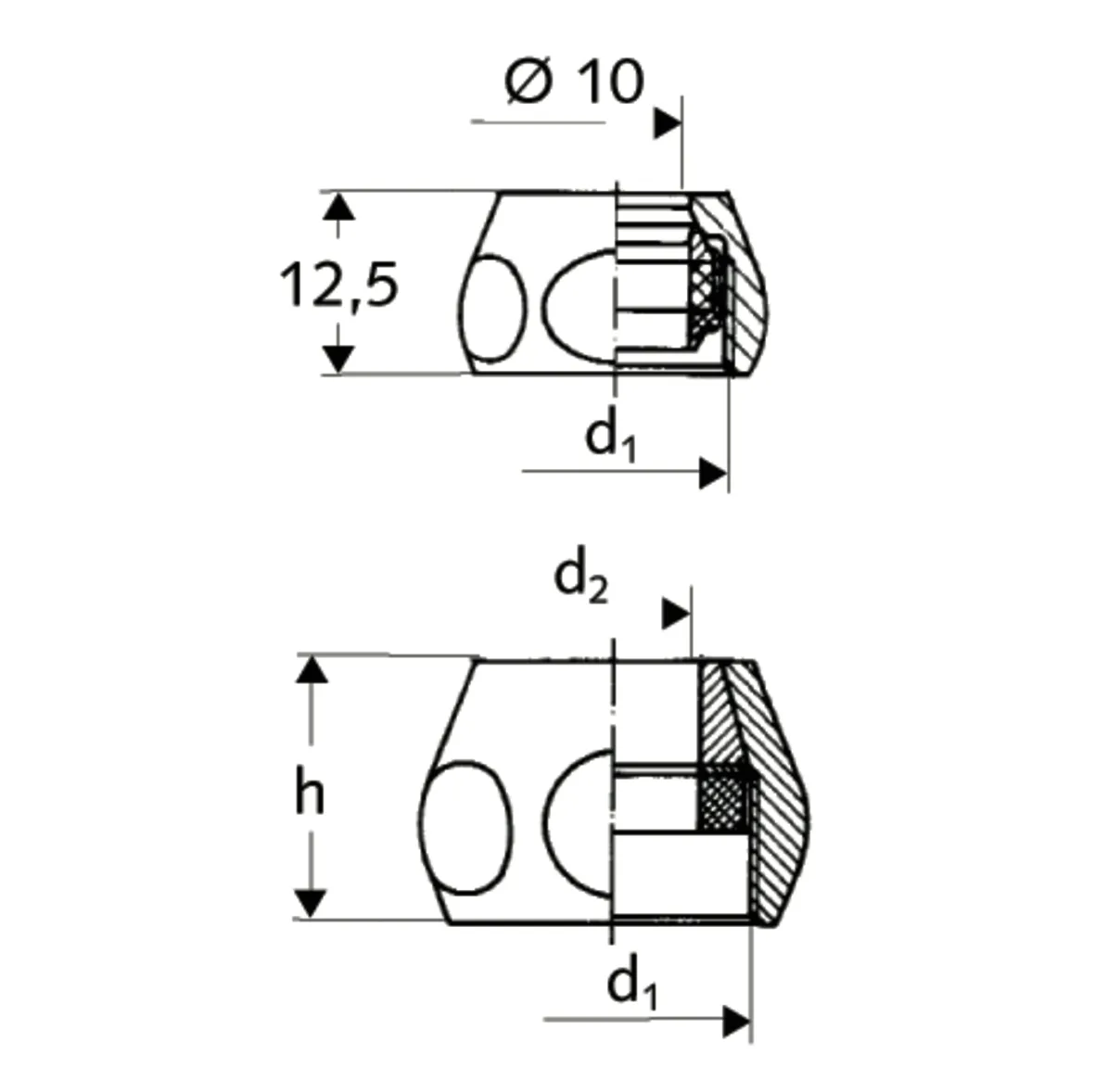 Quetschverschraubung - Komplett, Ø 10, DN 10 G 3/8 IG, chrom