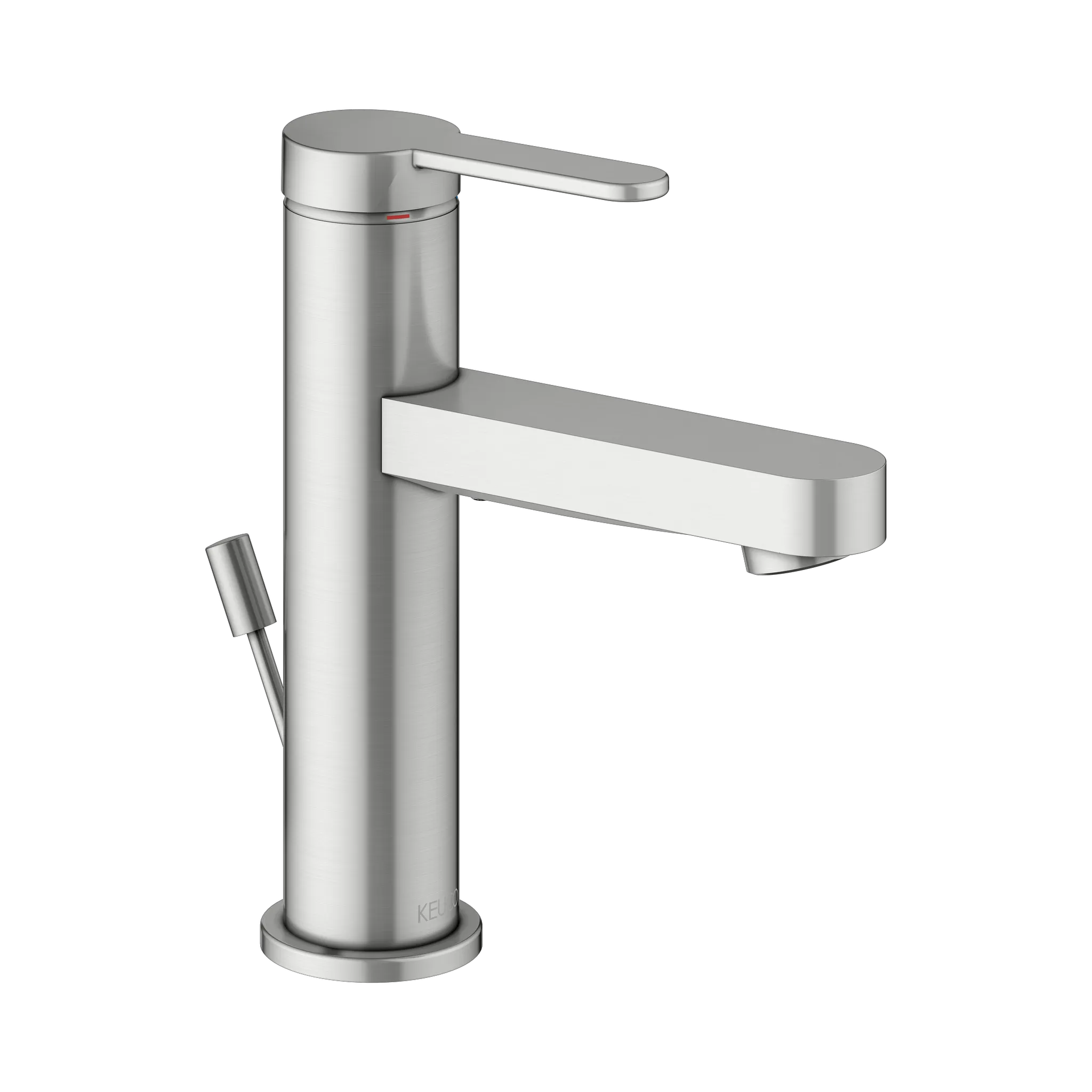 KEUCO IXMO Einhebel-Waschtischmischer 100 IXMO Flat mit Zugstangen-Ablaufgarnitur IXMO Flat, Rosette rund Edelstahl-finish