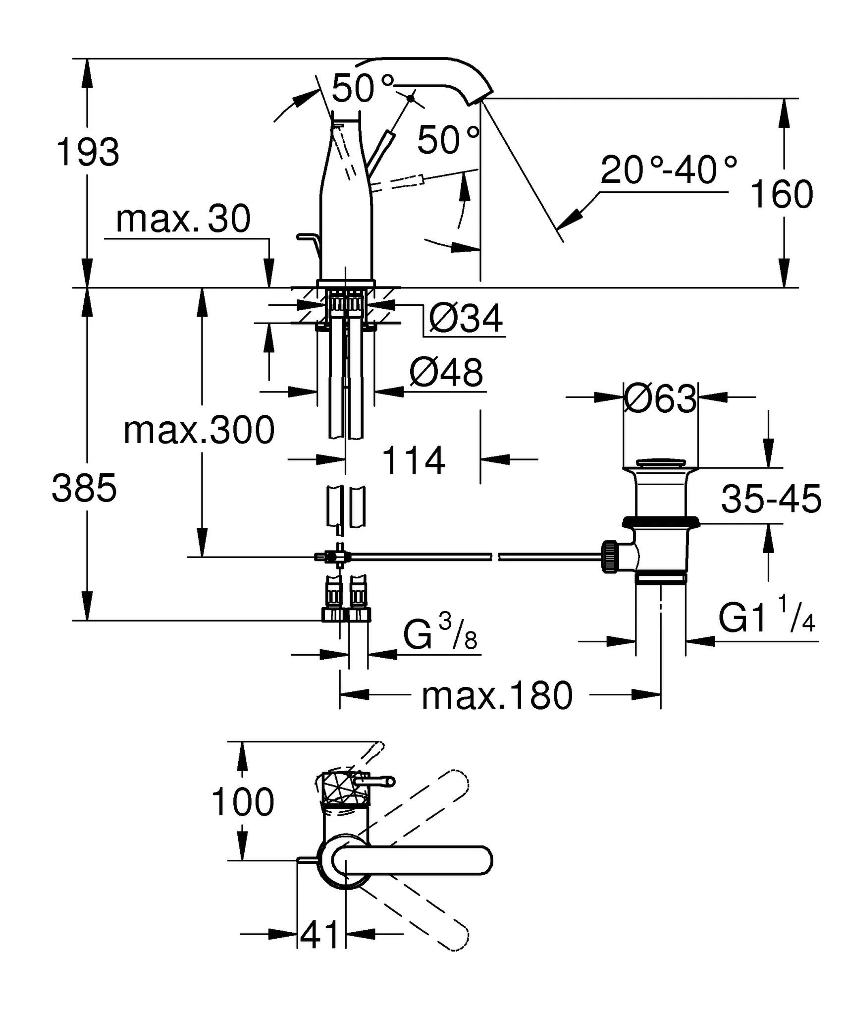 Grohe Essence Einhand-Waschtischbatterie, ½ M-Size, crafted cool sunrise geb.