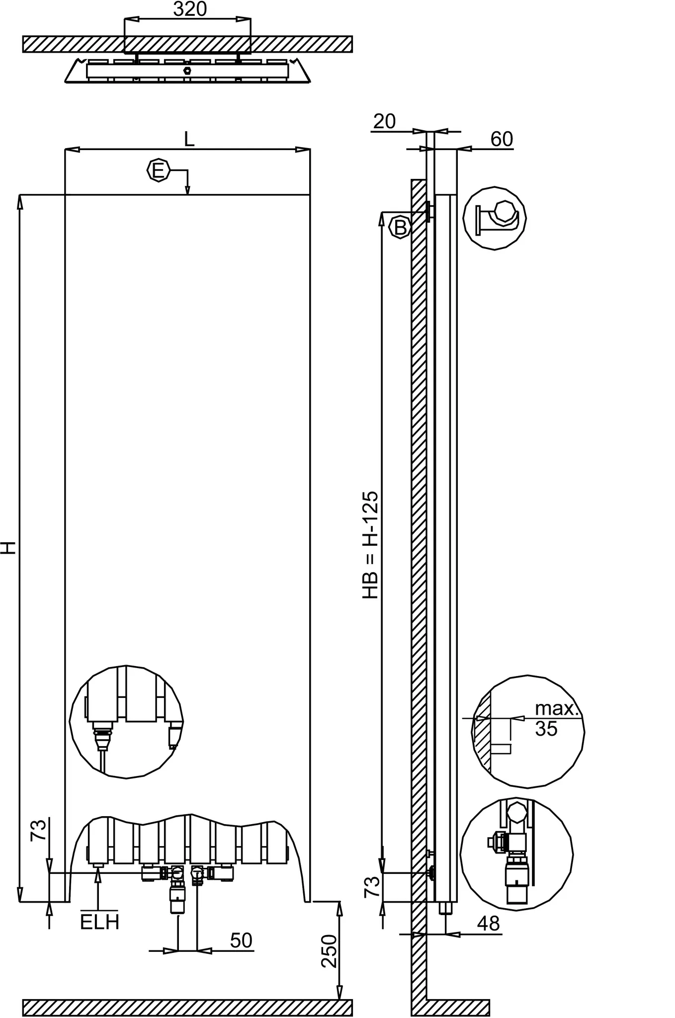 BEMM Design-Heizkörper „Plawa Purline Glas“ 62,5 × 200 cm