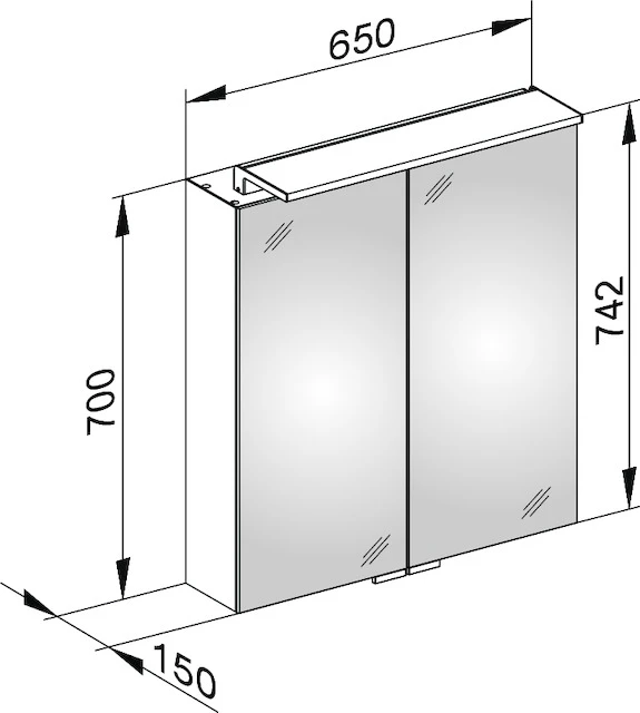 Royal L1 13602171302 Spiegelschrank Royal L1 mit 2 Schubkästen 650 × 742 × 150 mm silber-eloxiert