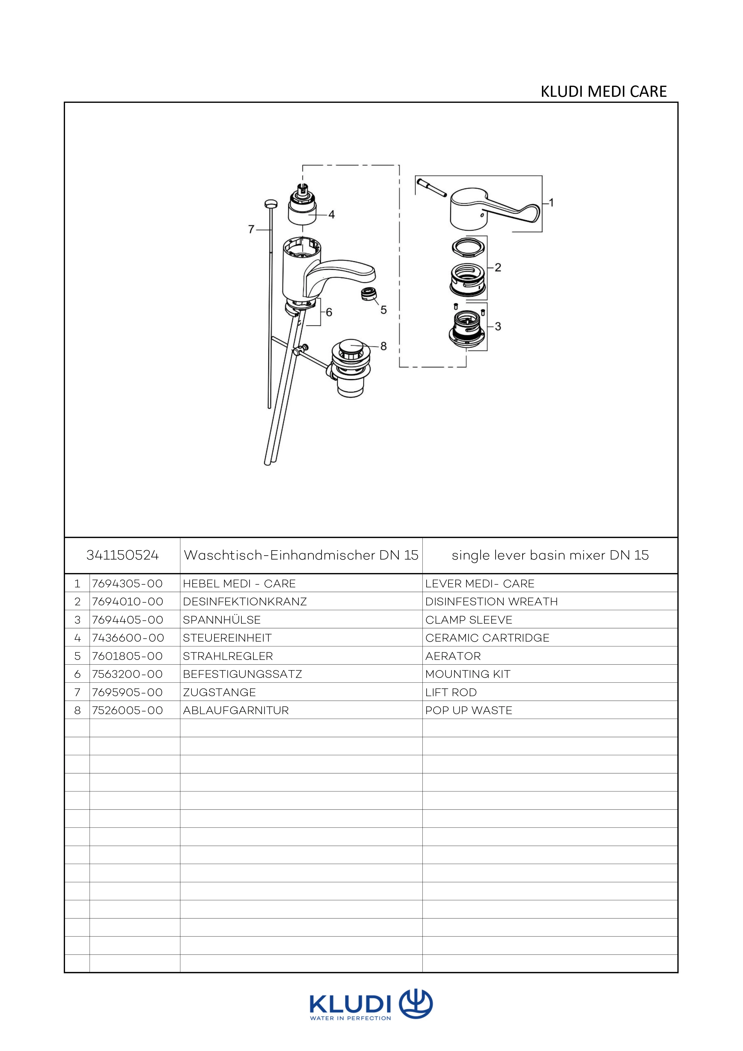 MEDI CARE WT-EHM DN 15 Klinik Armhebel Ablg. chrom