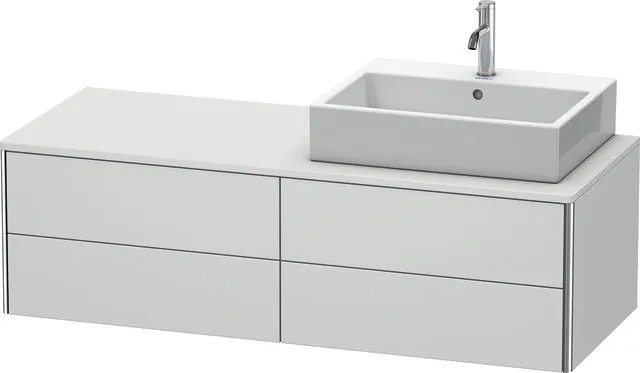 Duravit Waschtischunterschrank wandhängend „XSquare“ 140 × 40 × 54,8 cm Becken: rechts / Front- & Korpusfarbe: Weiß Seidenmatt / Größe: 140 × 54,8 × 40 cm / Oberfläche: Lack / Profile: Chrom / Schubladen: 4 Duravit Waschtischunterschrank wandhängend „XSquare“ 140 × 40 × 54,8 cm Becken: rechts / Front- & Korpusfarbe: Weiß Seidenmatt / Größe: 140 × 54,8 × 40 cm / Oberfläche: Lack / Profile: Chrom / Schubladen: 4
