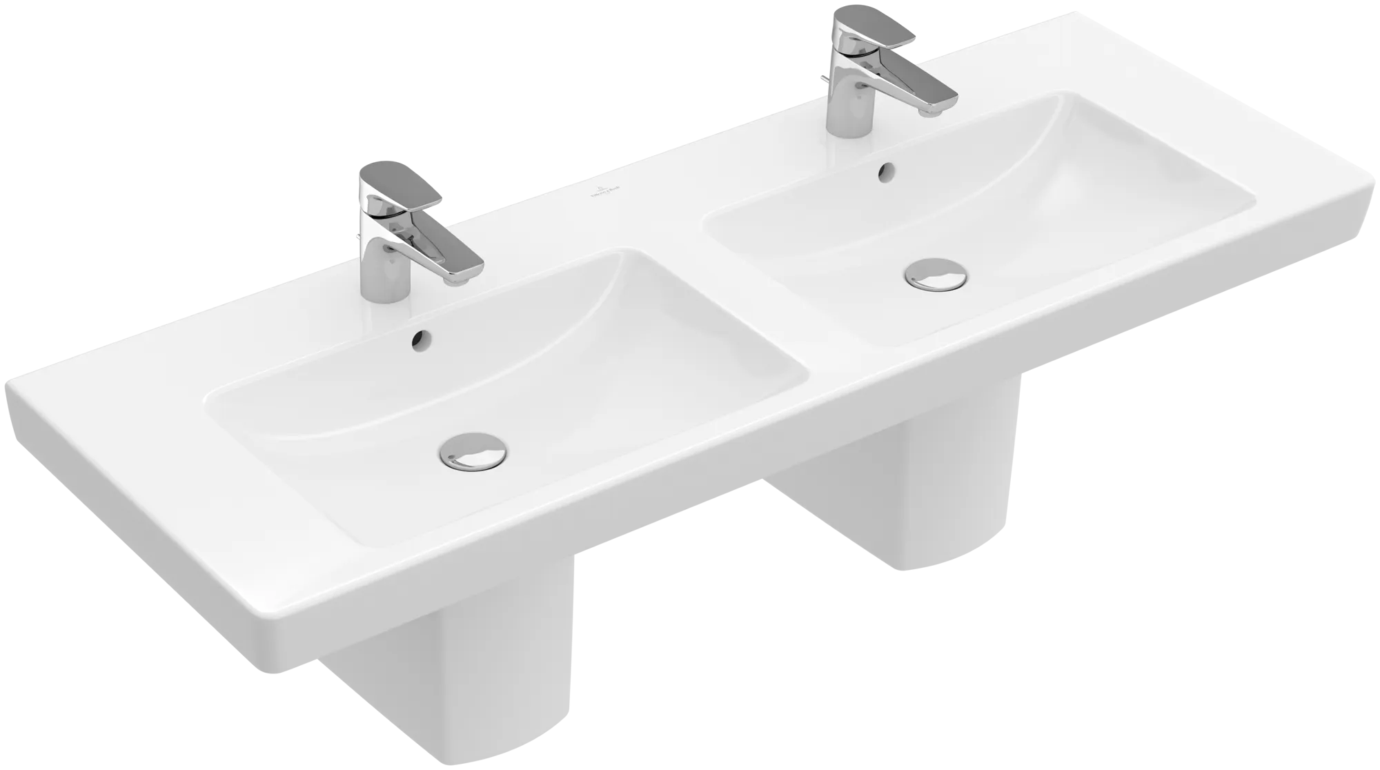 Villeroy & Boch Doppelwaschtisch „Subway 2.0“ 1300 × 470 × 150 mm, für links und rechts, mit Hahnlochbank, mit Hahnlochbohrung, Hahnlochposition links und rechts in Weiß Alpin Villeroy & Boch Doppelwaschtisch „Subway 2.0“ 1300 × 470 × 150 mm, für links und rechts, mit Hahnlochbank, mit Hahnlochbohrung, Hahnlochposition links und rechts in Weiß Alpin