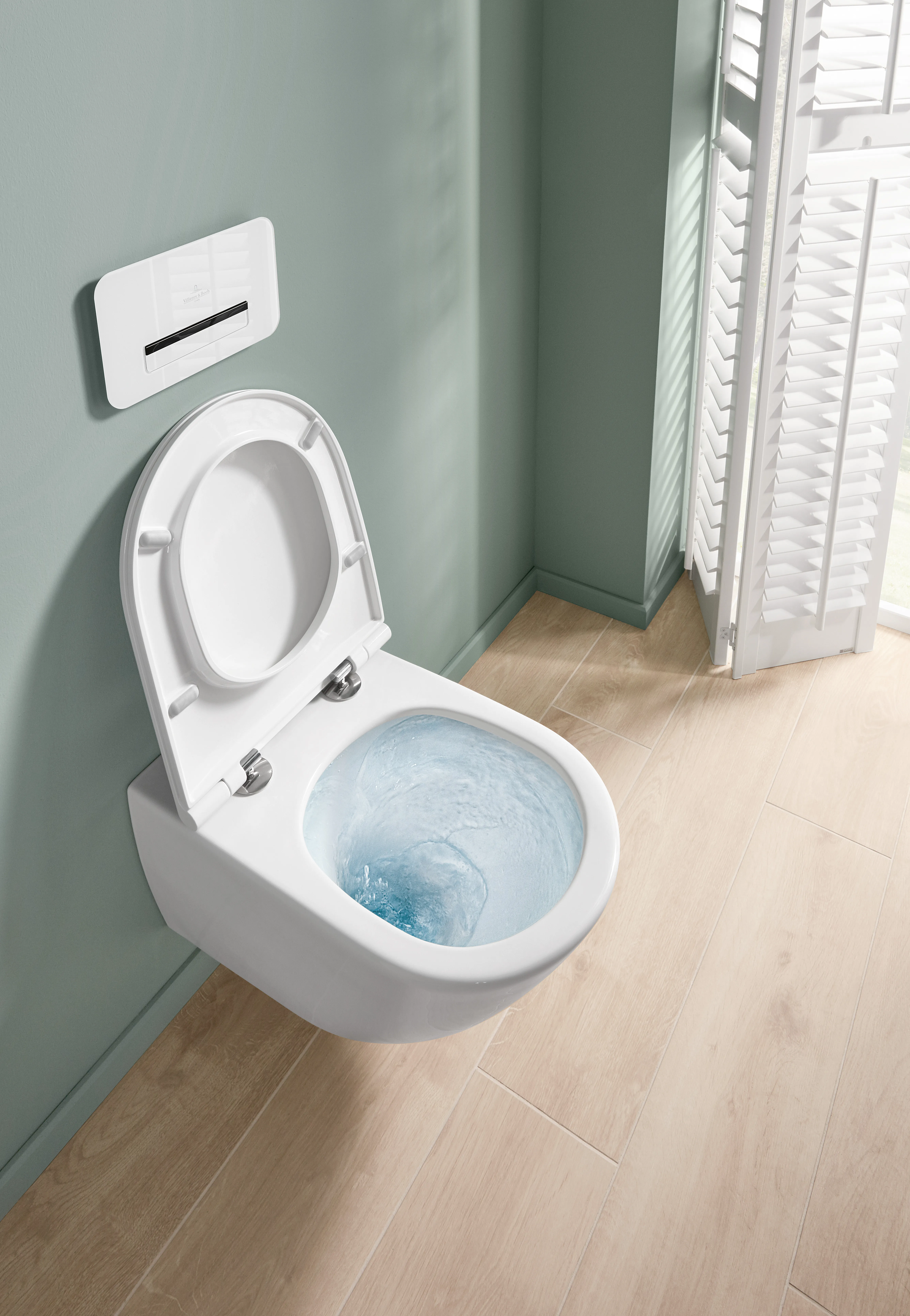 Wand-Tiefspül-WC Combi-Pack „Universo TwistFlush“ 37 × 36 × 56 × 56 cm in Weiß Alpin, mit CeramicPlus, ohne Spülrand Wand-Tiefspül-WC Combi-Pack „Universo TwistFlush“ 37 × 36 × 56 × 56 cm in Weiß Alpin, mit CeramicPlus, ohne Spülrand