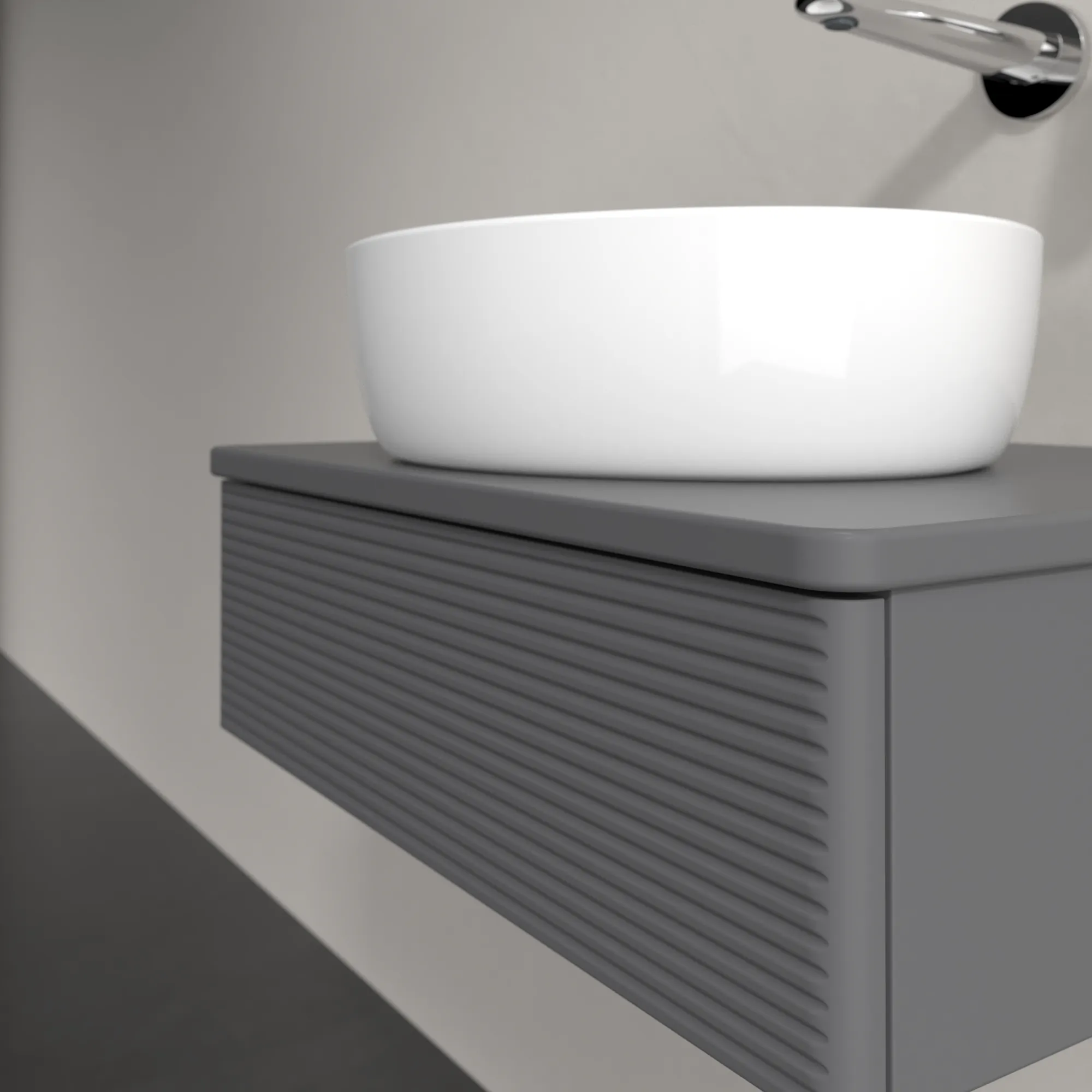 Villeroy & Boch Waschbeckenunterschrank Antao K07110, Anthracite Matt Lacquer, 600x190x500mm, mit SoftClosing und Push-to-open Funktion Villeroy & Boch Waschbeckenunterschrank Antao K07110, Anthracite Matt Lacquer, 600x190x500mm, mit SoftClosing und Push-to-open Funktion