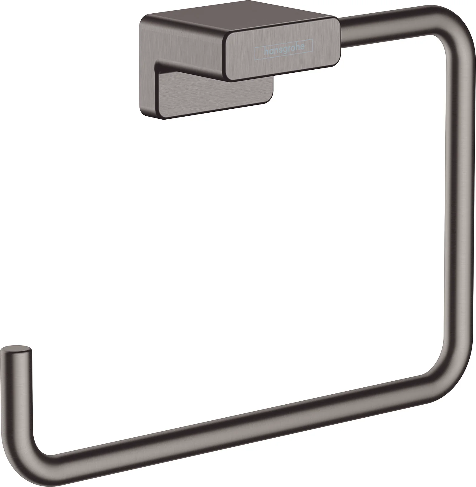 Hansgrohe AddStoris Q Handtuchring Brushed Black Chrome, schwenkbar, Wandmontage mit verdeckter Befestigung, Bohrabstand 26 mm, Bohrloch Ø 6 mm
