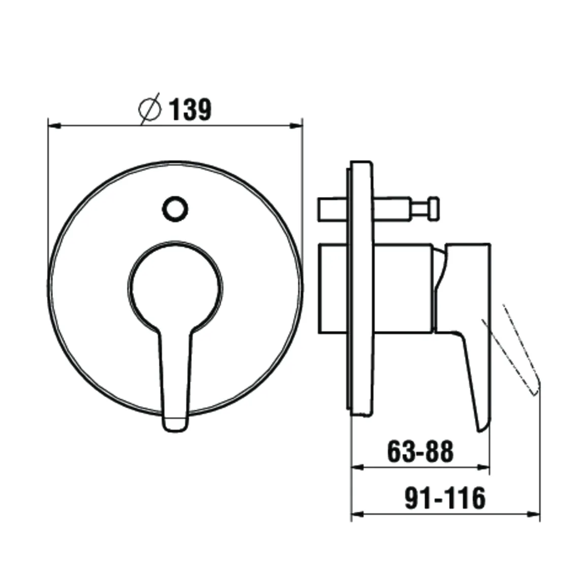 Einhebel-Wannenmischer Unterputz PURE für SIMIBOX Standard oder SIMIBOX Light mit Rohrunterbrecher ohne Zubehör chrom