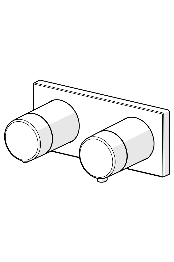 HansaLIVING Wannen- und Brausearmatur Hansamatrix Fertigmontageset für Wanne/Brause 4453 Rosette eckig DN15 Chrom